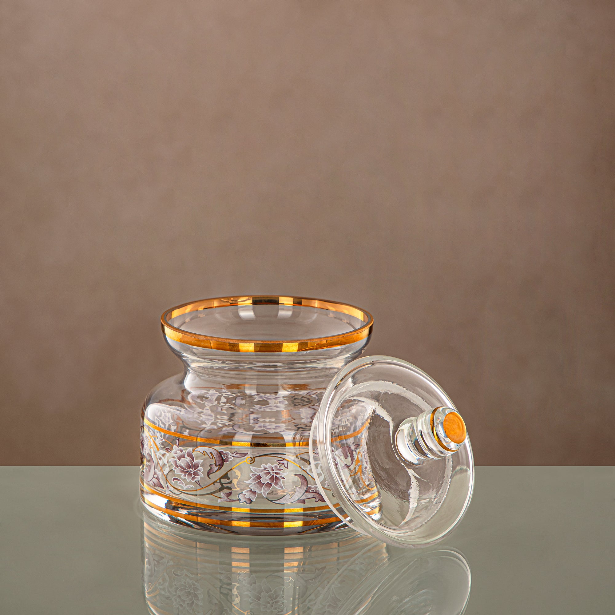 وعاء حلوى المرجان 450ML، زجاج، شفاف ونمط ذهبي (0187T-ZQDL) - تجمعات عائلية