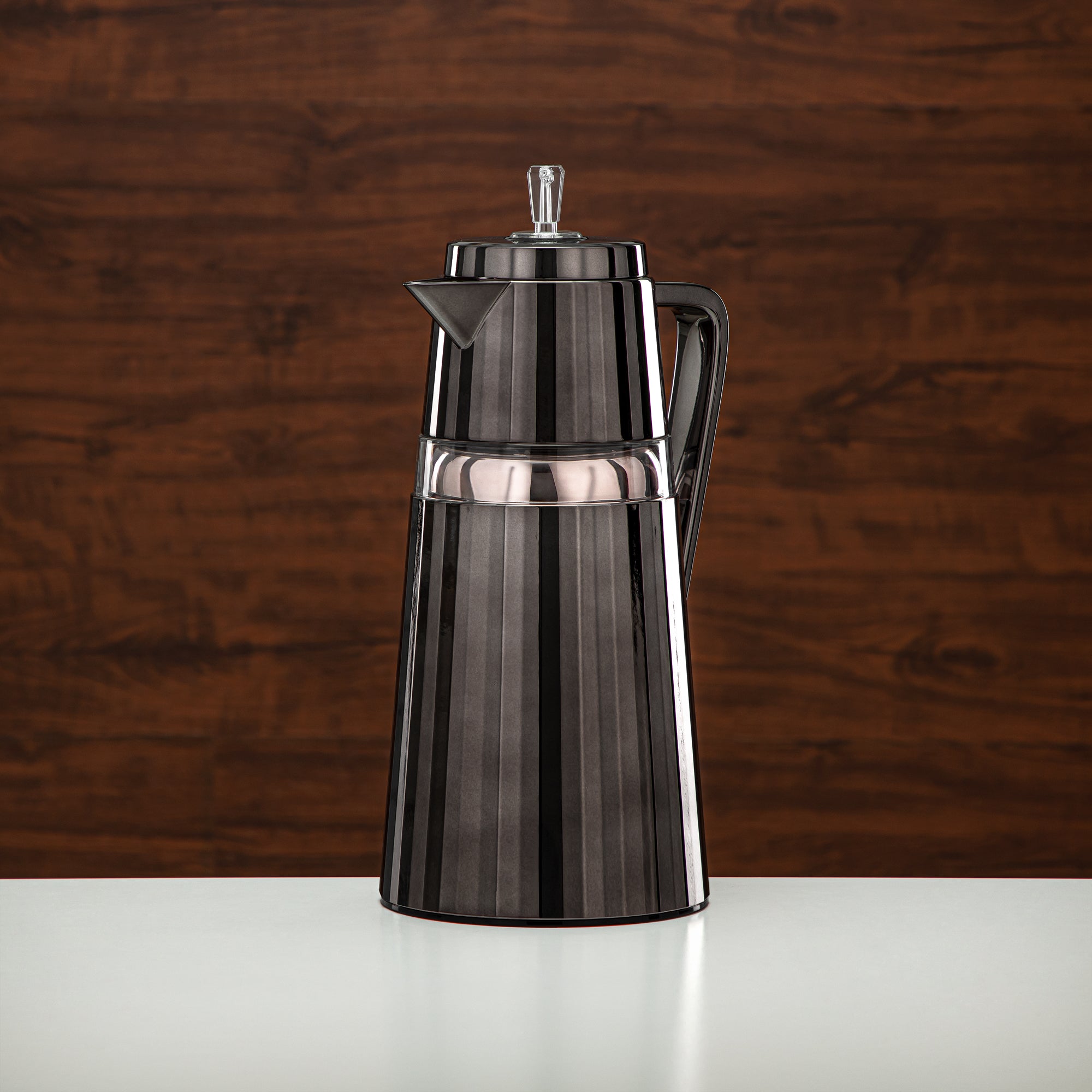 Almarjan 2 Pieces Vacuum Flask Set Black & Transparent - C77-BA