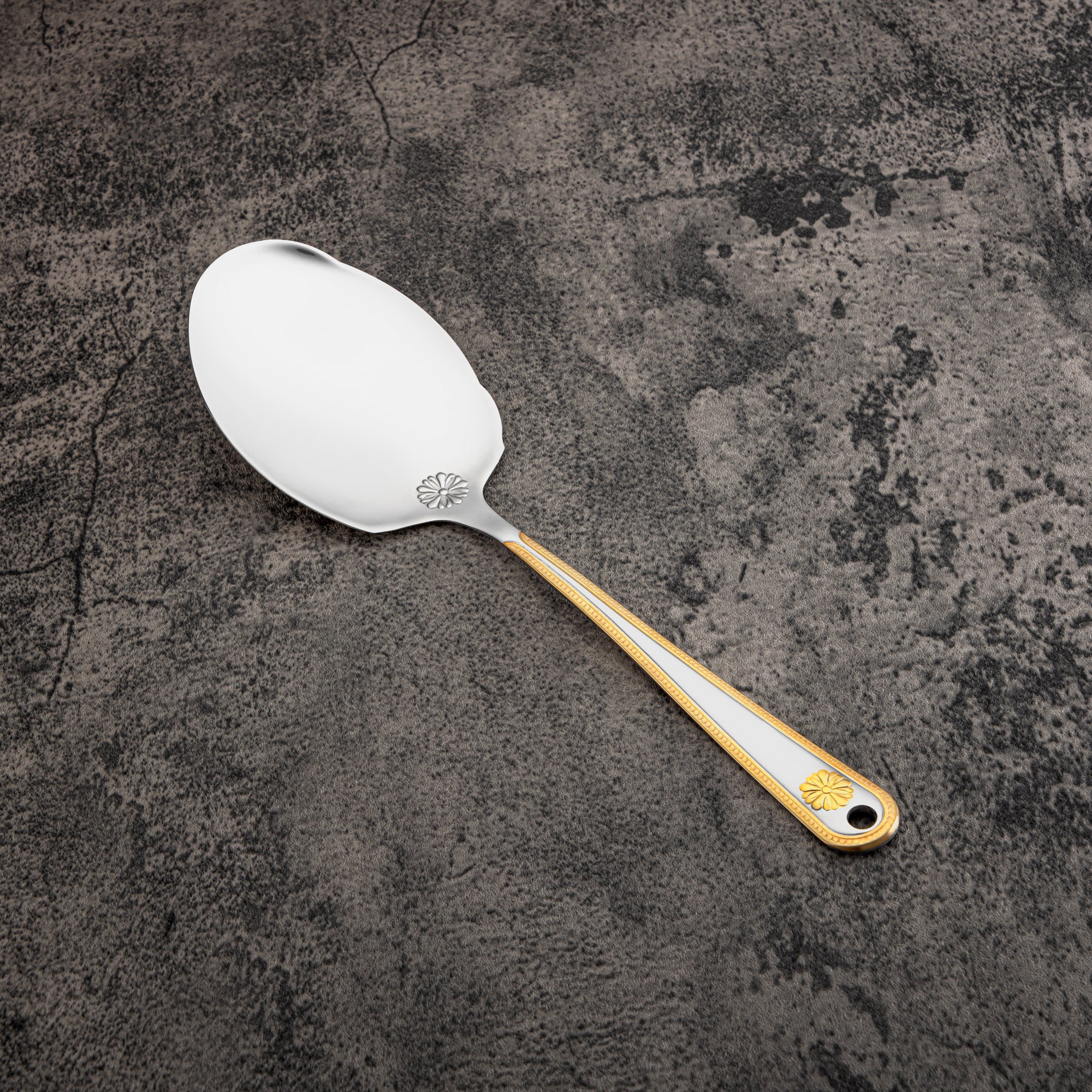 خادم أرز مسطح المرجان، ستانلس ستيل، فضي وذهبي (CUT0010395) أدوات مائدة أنيقة