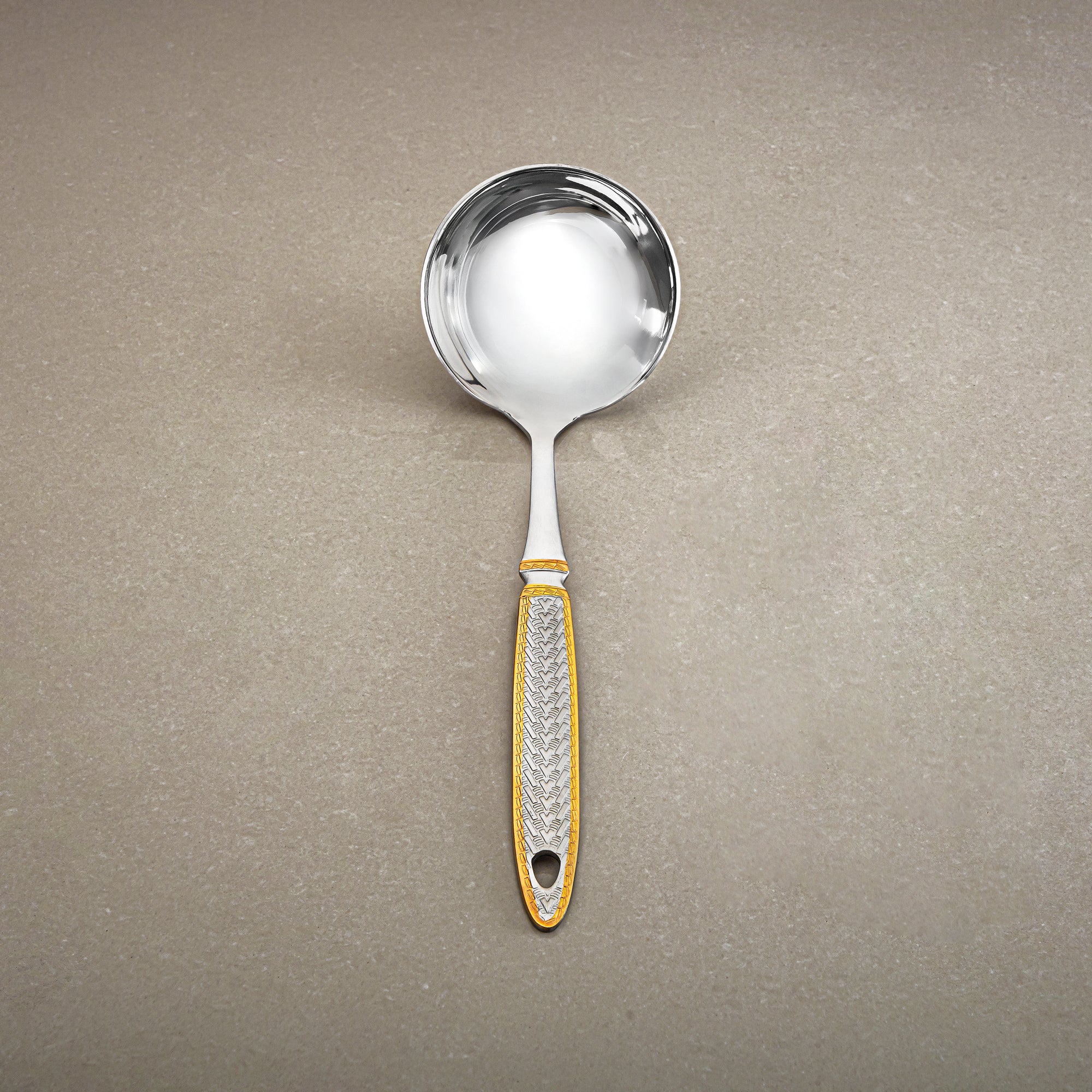 Almarjan Small Soup Ladle, Stainless Steel, Silver & Gold (CUT0010486) Elegant Flatware