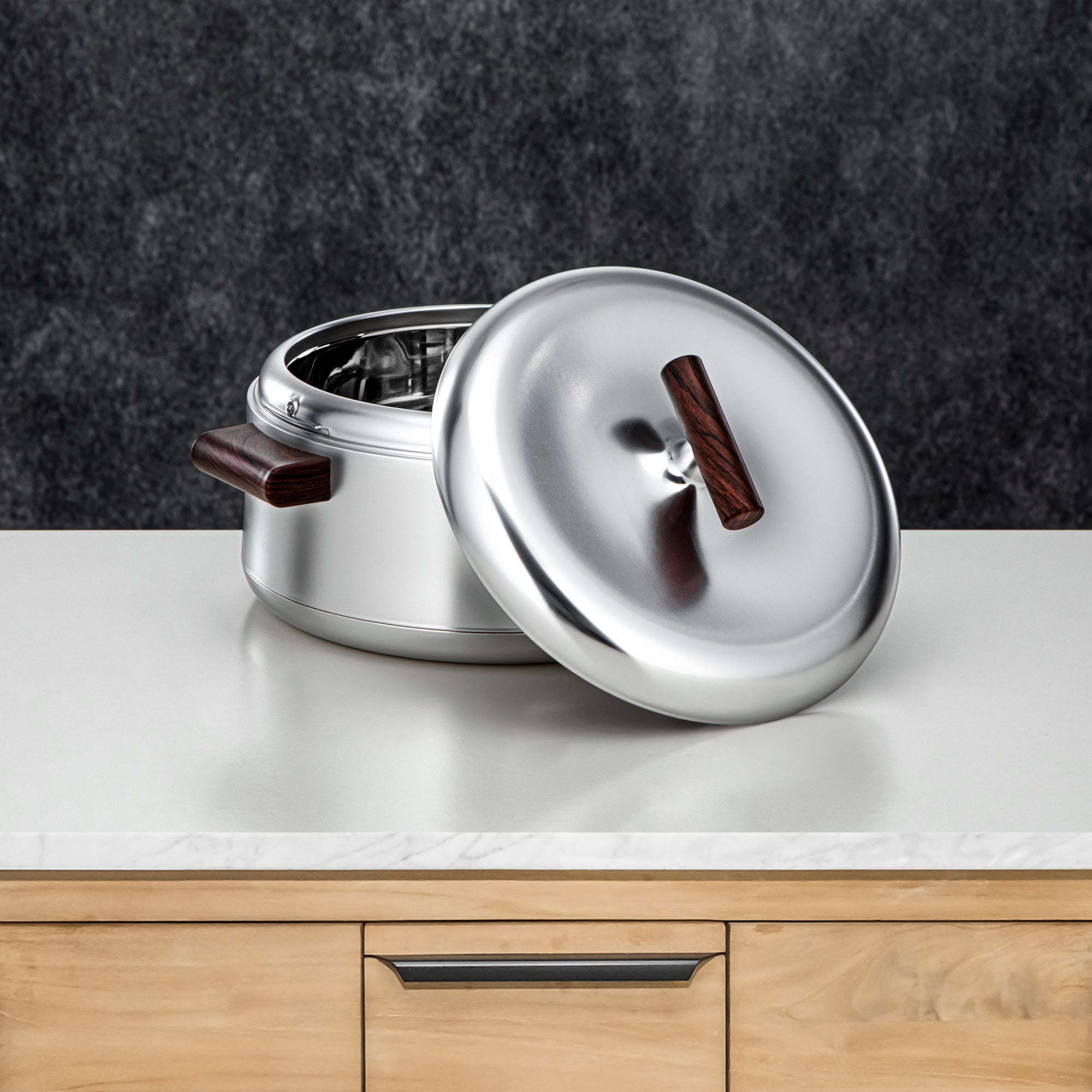 المرجان حرارات Set ABS 1L, 2.5L, 3L Matt silver & dark wood (EL-100/250/300 MC/DW)