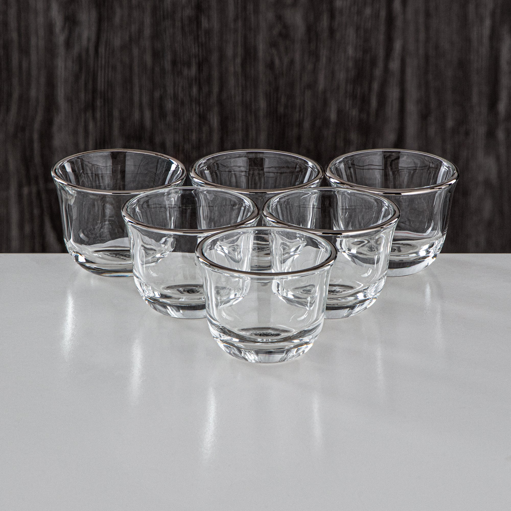 طقم شاي وقهوة المرجان 18 قطعة، زجاج، حافة فضية (FB209-18 ALLC) - القهوة العربية والشاي، رمضان والعيد