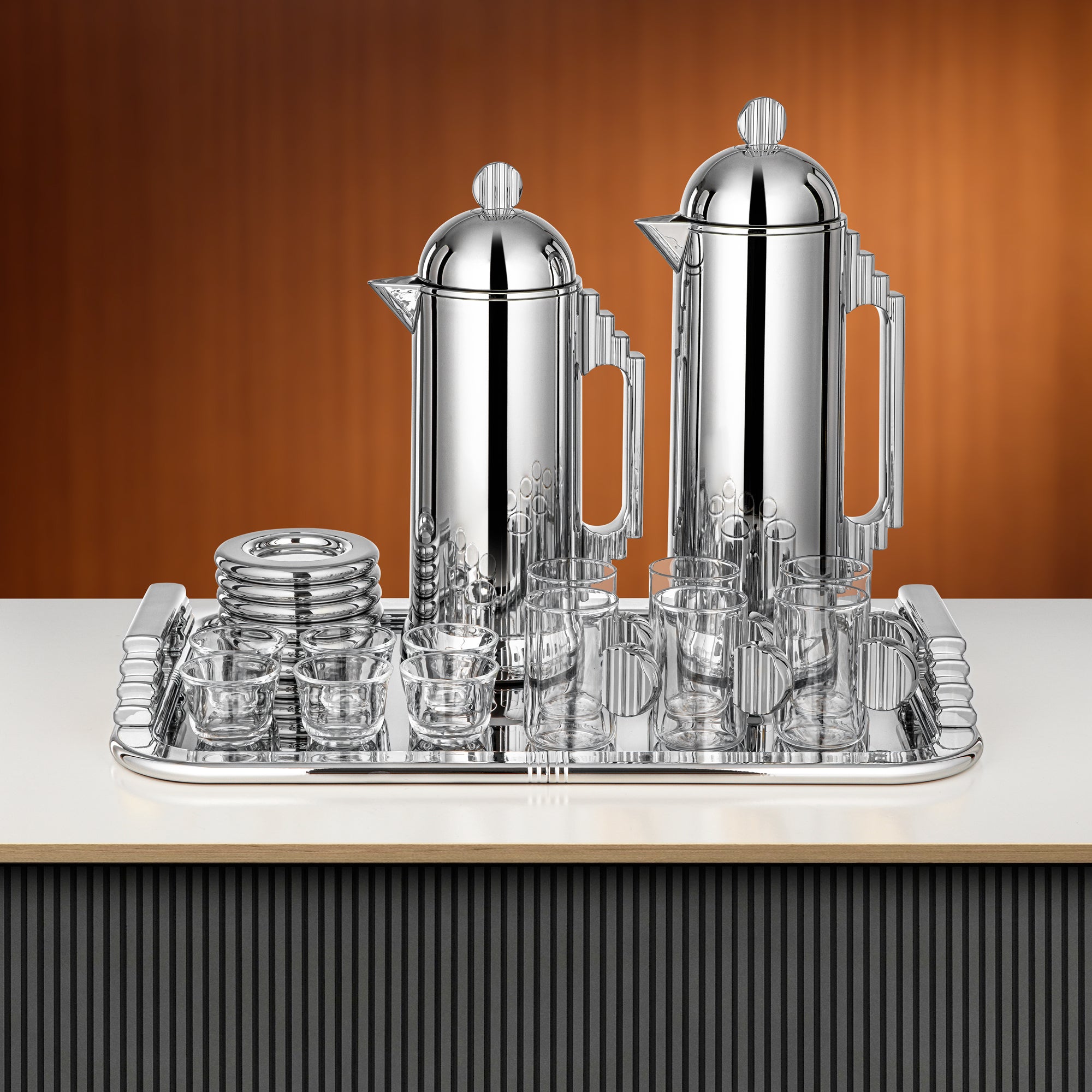 Almarjan Tea & Coffee Set 21 Pieces Silver