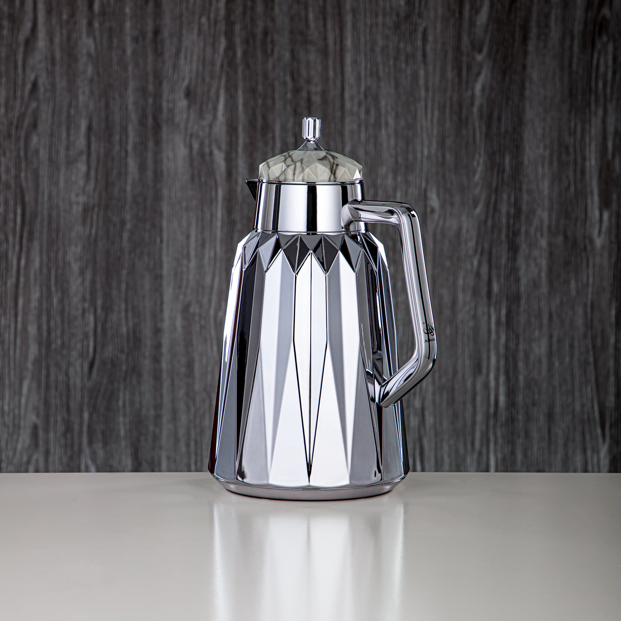 ألمرجان طقم ترامس - 1 لتر + 1 لتر، ABS، رخام أبيض لؤلؤي وفضي، تشطيب مرآة | FG209AB-100 WM/C