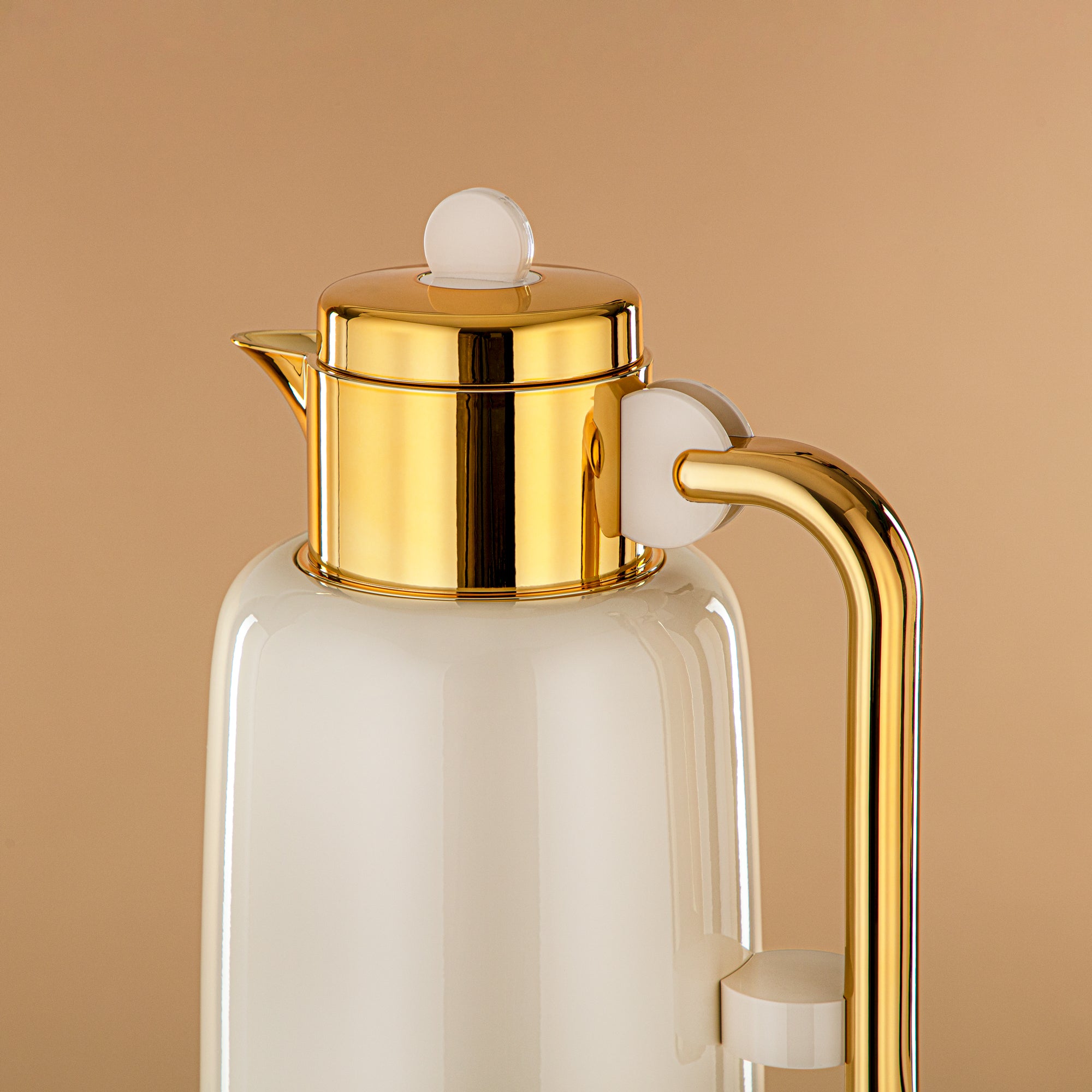 Almarjan Vacuum Flask Set - 0.7L + 1L, Ivory & Gold (FG808-070/100 IV/G) - For Serving Tea & Coffee