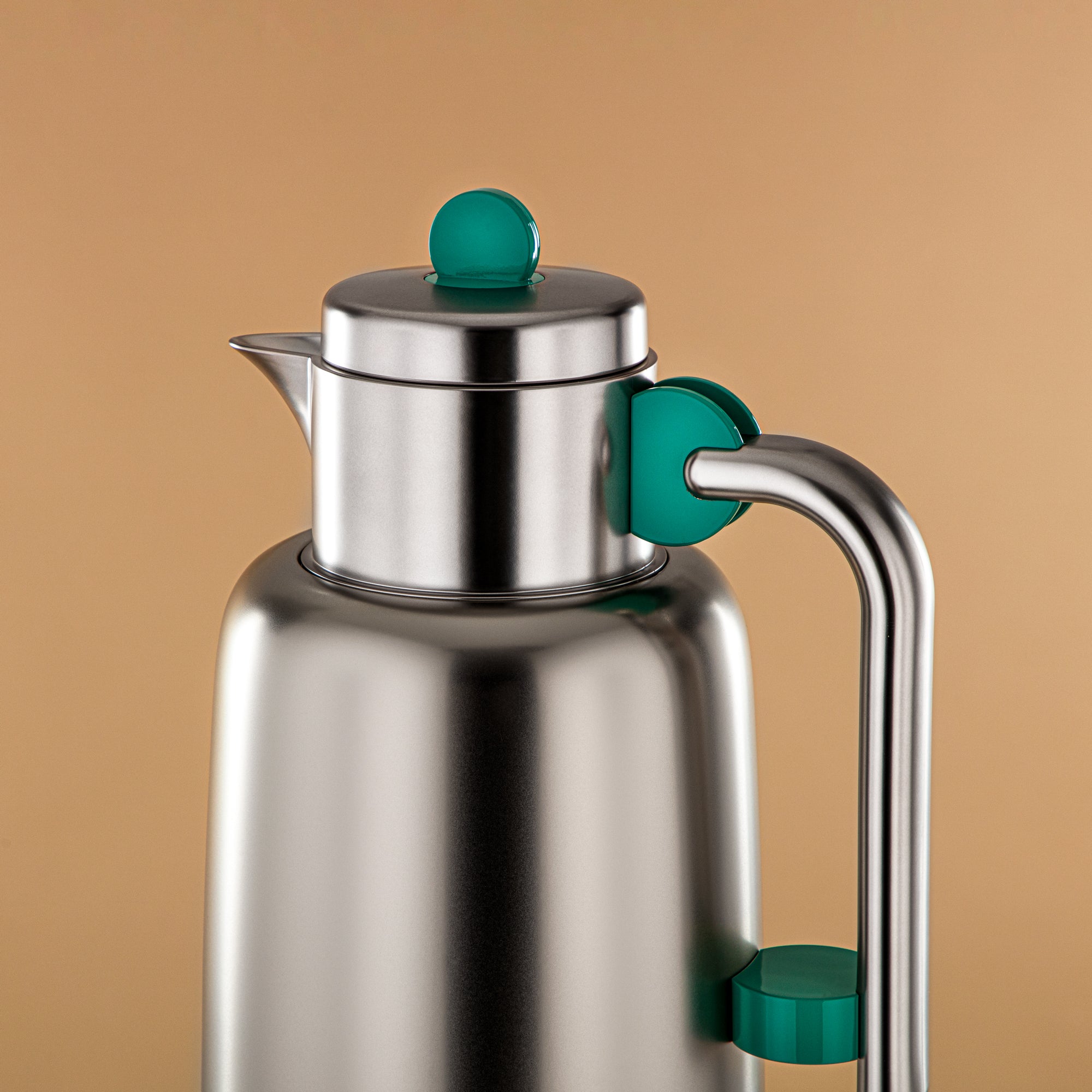 Almarjan Vacuum Flask Set - 0.7L + 1L, Matt Silver & Tiffany Green (FG808-070/100 TF/MC) - For Serving Tea & Coffee