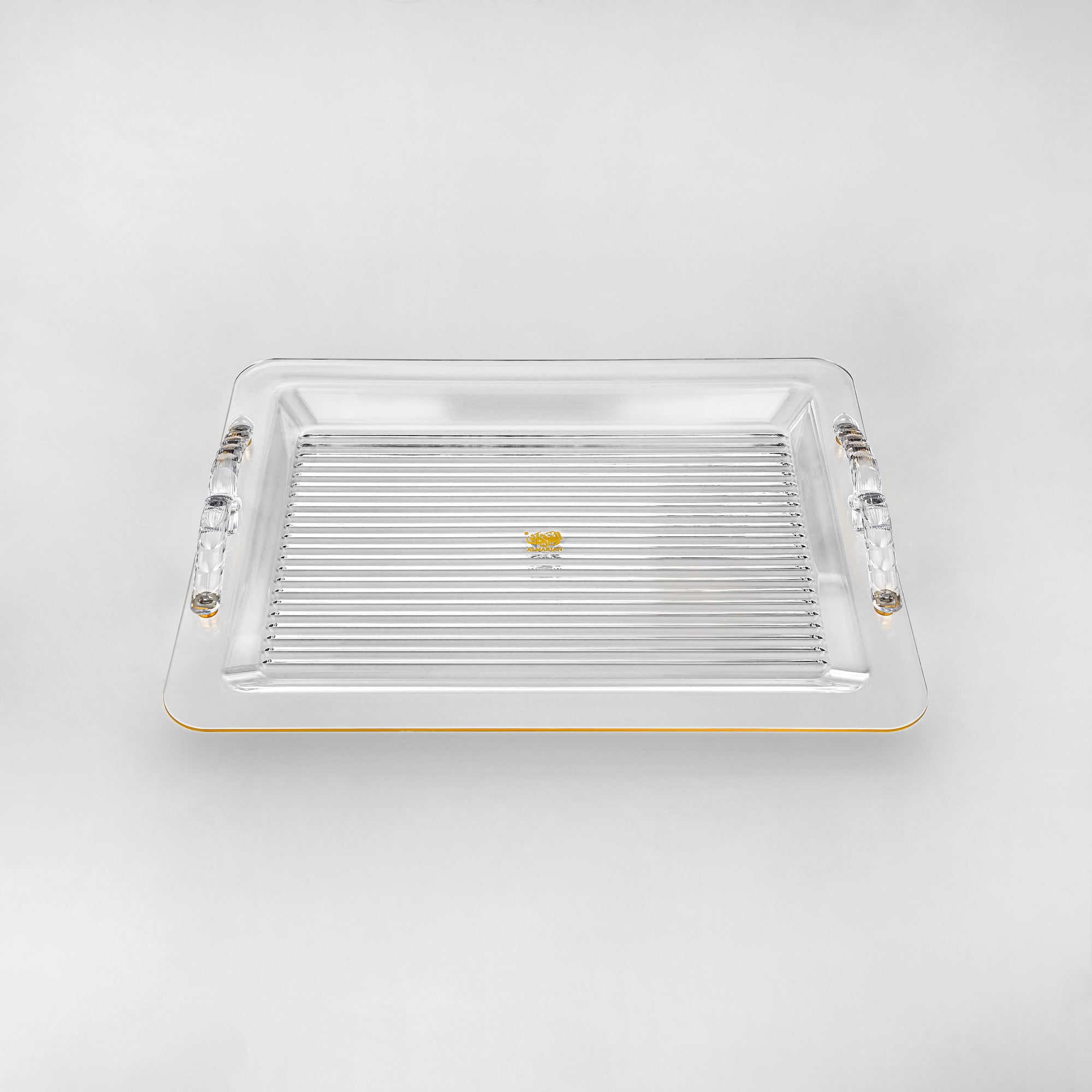 صينية تقديم المجران 45 سم، أكريليك، مقبض ذهبي وشفاف (FG810T-450 ALLG) - أدوات تقديم أنيقة