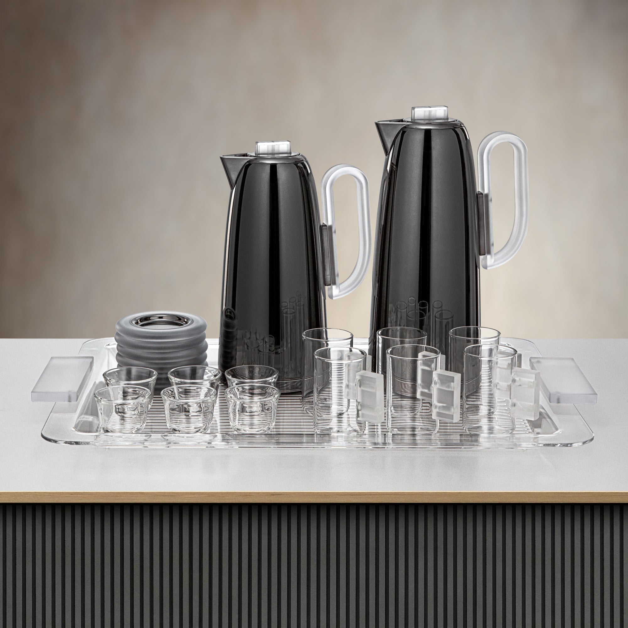 Almarjan Tea & Coffee Set 21 Pieces Gun Black & Frost