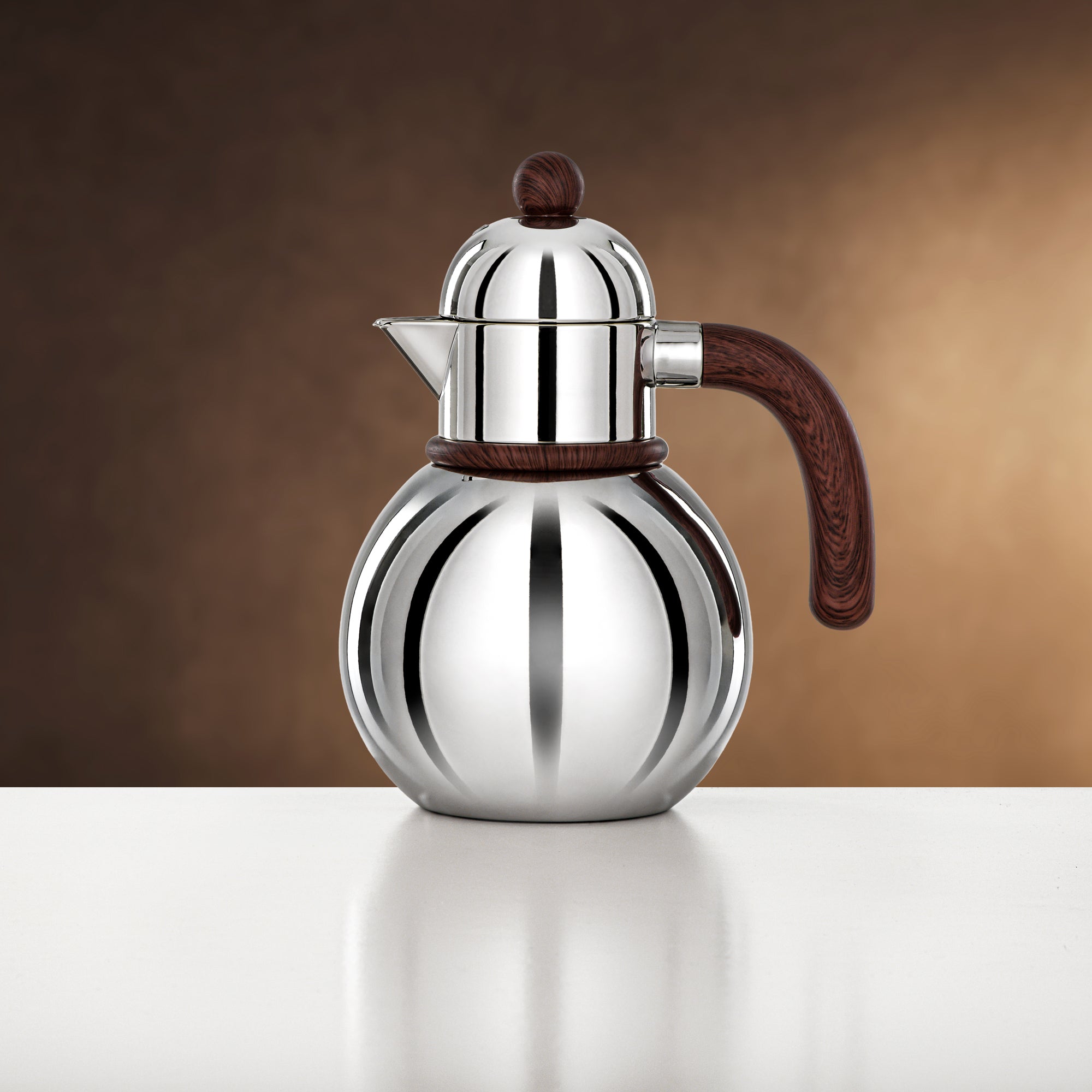 Almarjan Silver & Dark Wood Single Vacuum Flask 0.75L