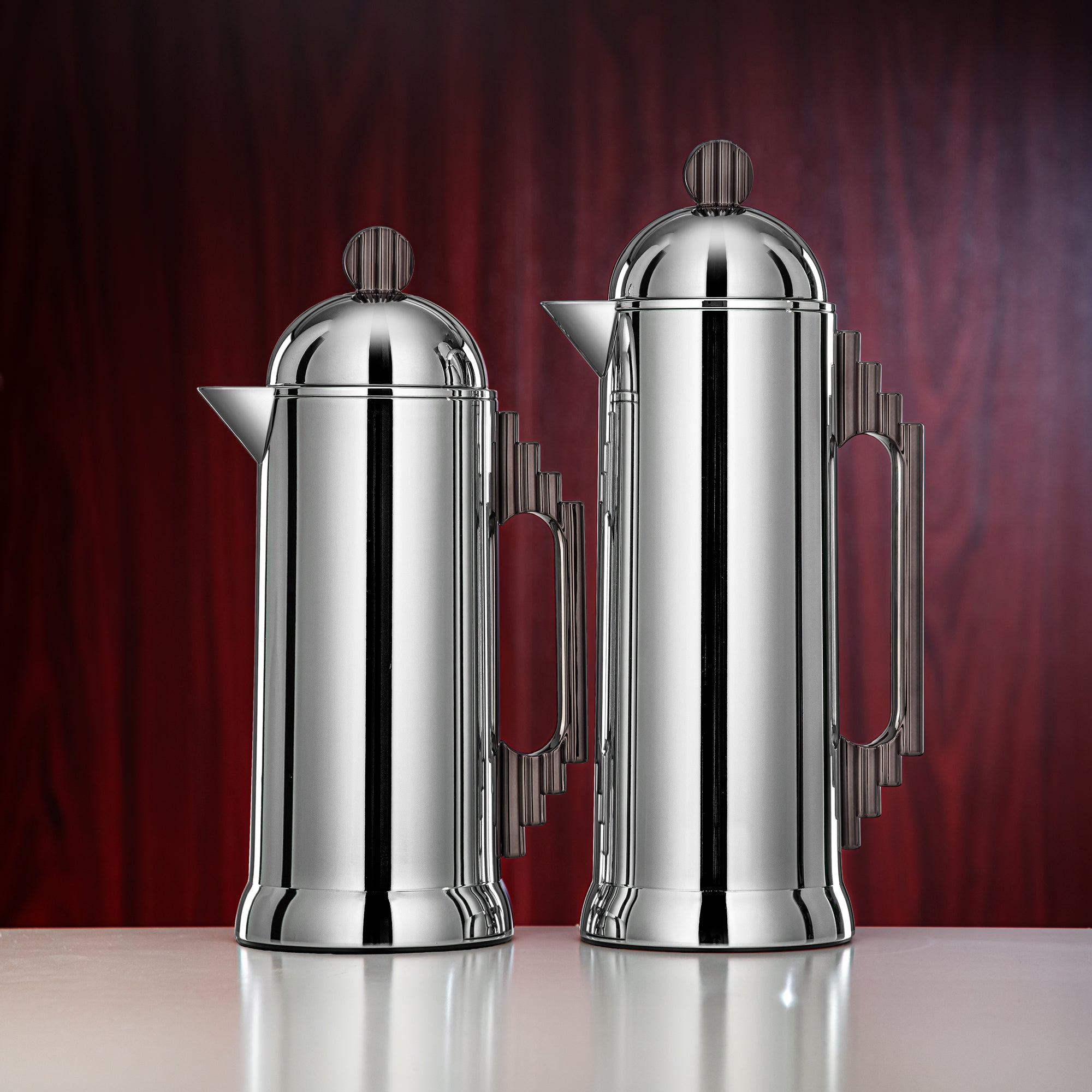 طقم ترامس المرجان 0.7 لتر و1 لتر فضي وأسود غن بلاك