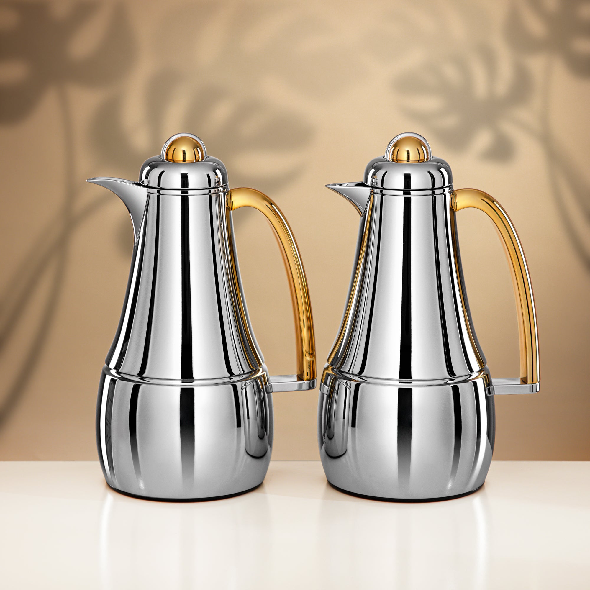 Almarjan Vacuum Flask Set 1L + 1L Silver & Gold