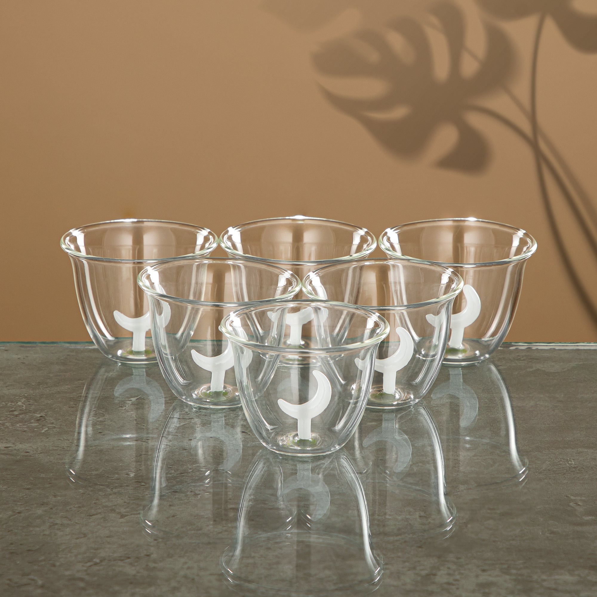 Almarjan Tea Set 6 Pieces, Borosilicate Glass, Clear & Frost (GLS0010176) - Moonrise Collection