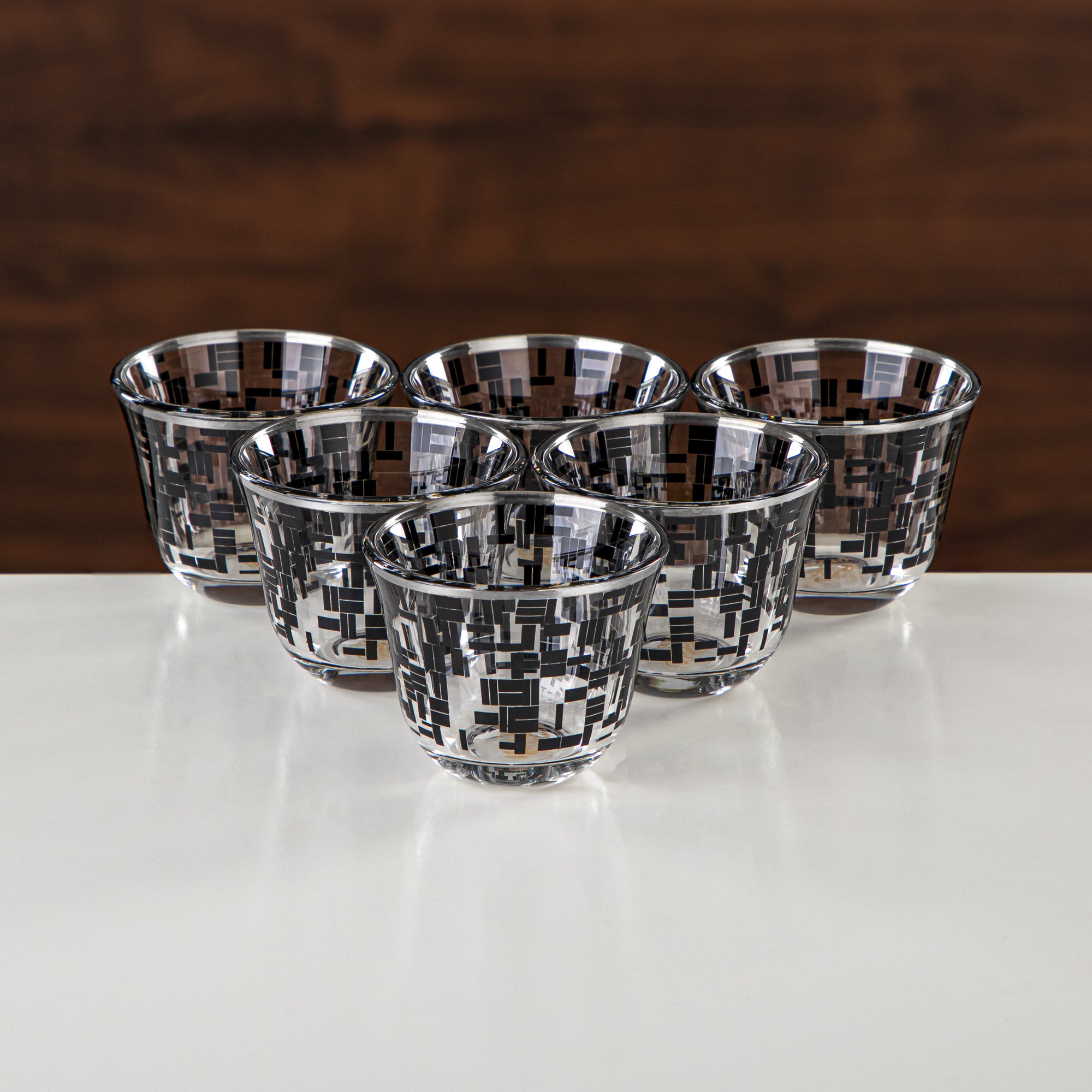 Almarjan Tea & Coffee Set 18 Pieces, Glass, Silver Rim (GLS2630066) - Chich Serveware