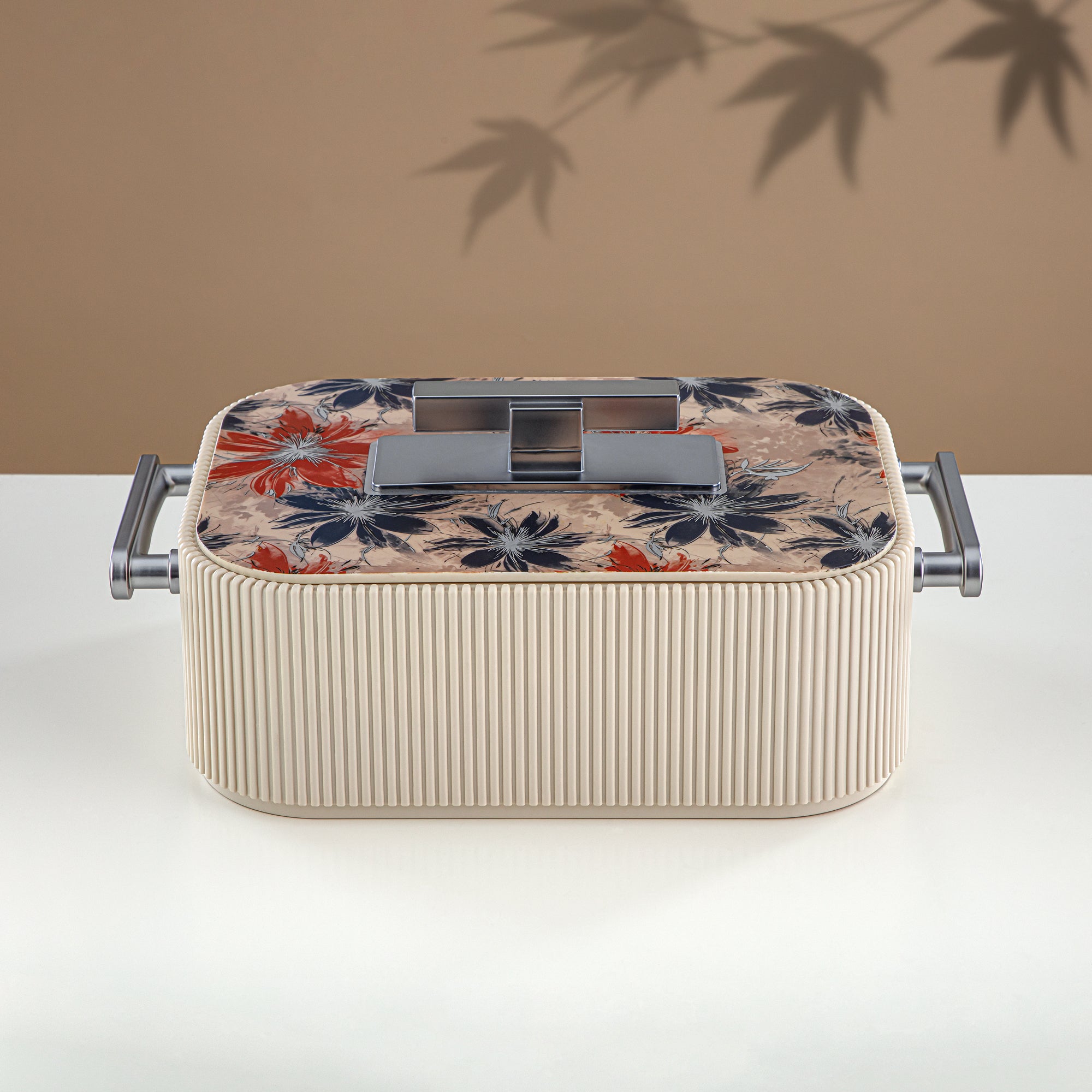 حرارات المرجان سعة ABS، 4000 مل، بيج مزهر وفضي مطفي (HP06-400SP-AZ05S) - تقديم أنيق