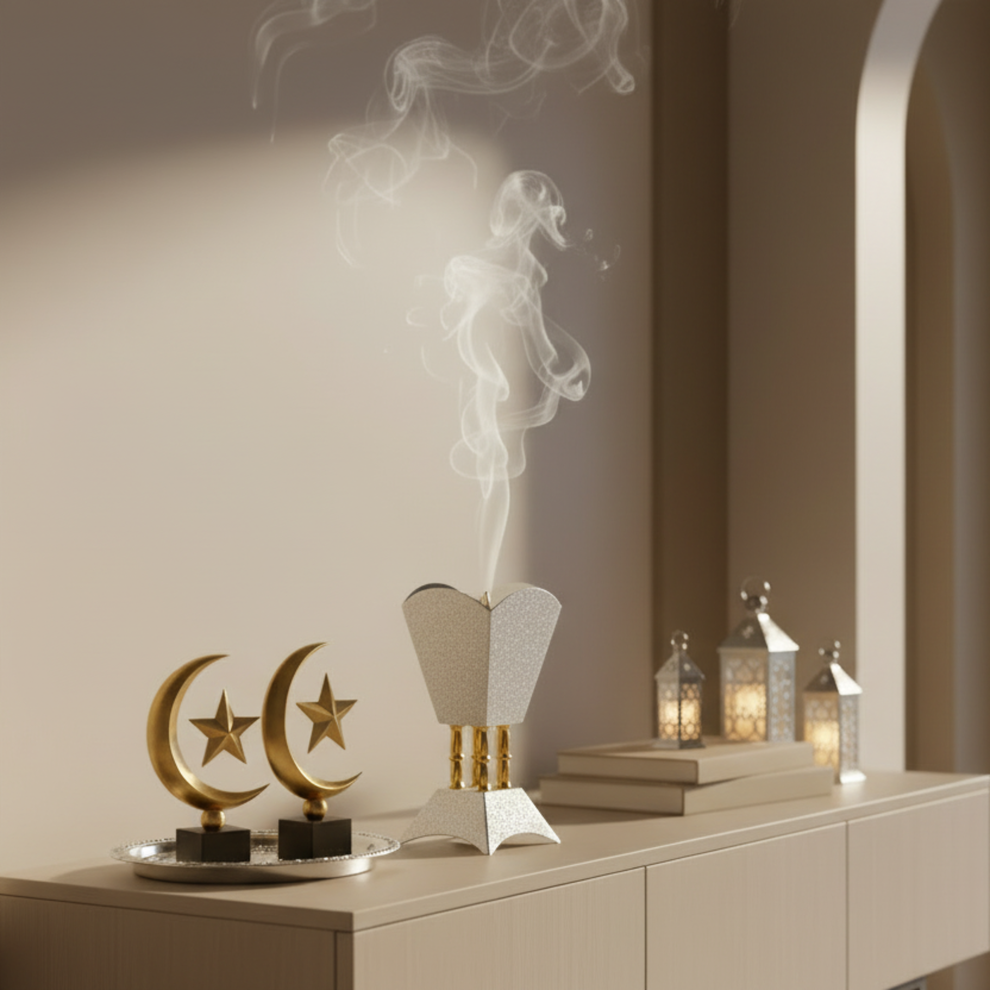 Almarjan Incense Burner Silver & Gold 20.5cm