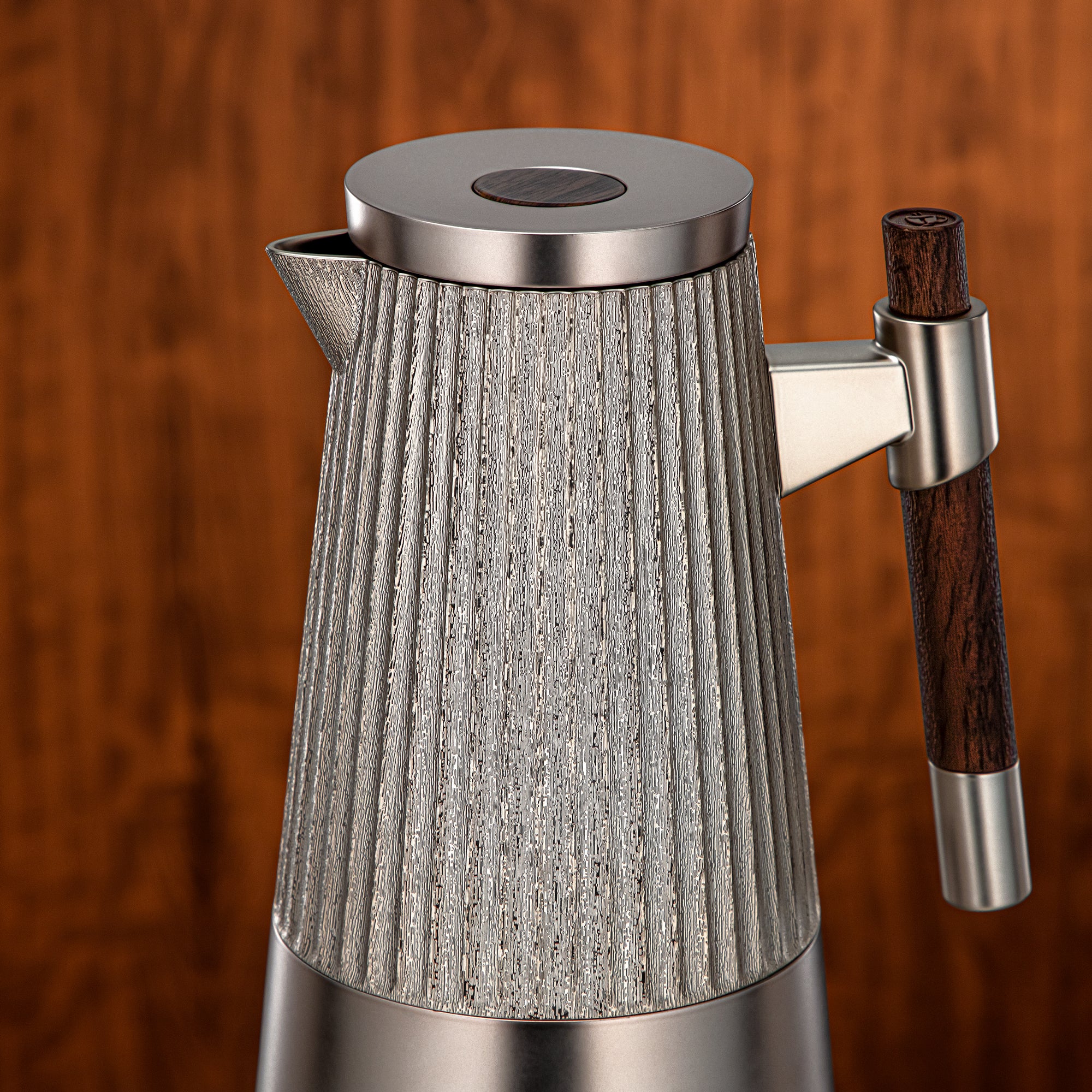 Almarjan Vacuum Flask Set 1L + 1L Matt Nickel & Matt Dark Wood