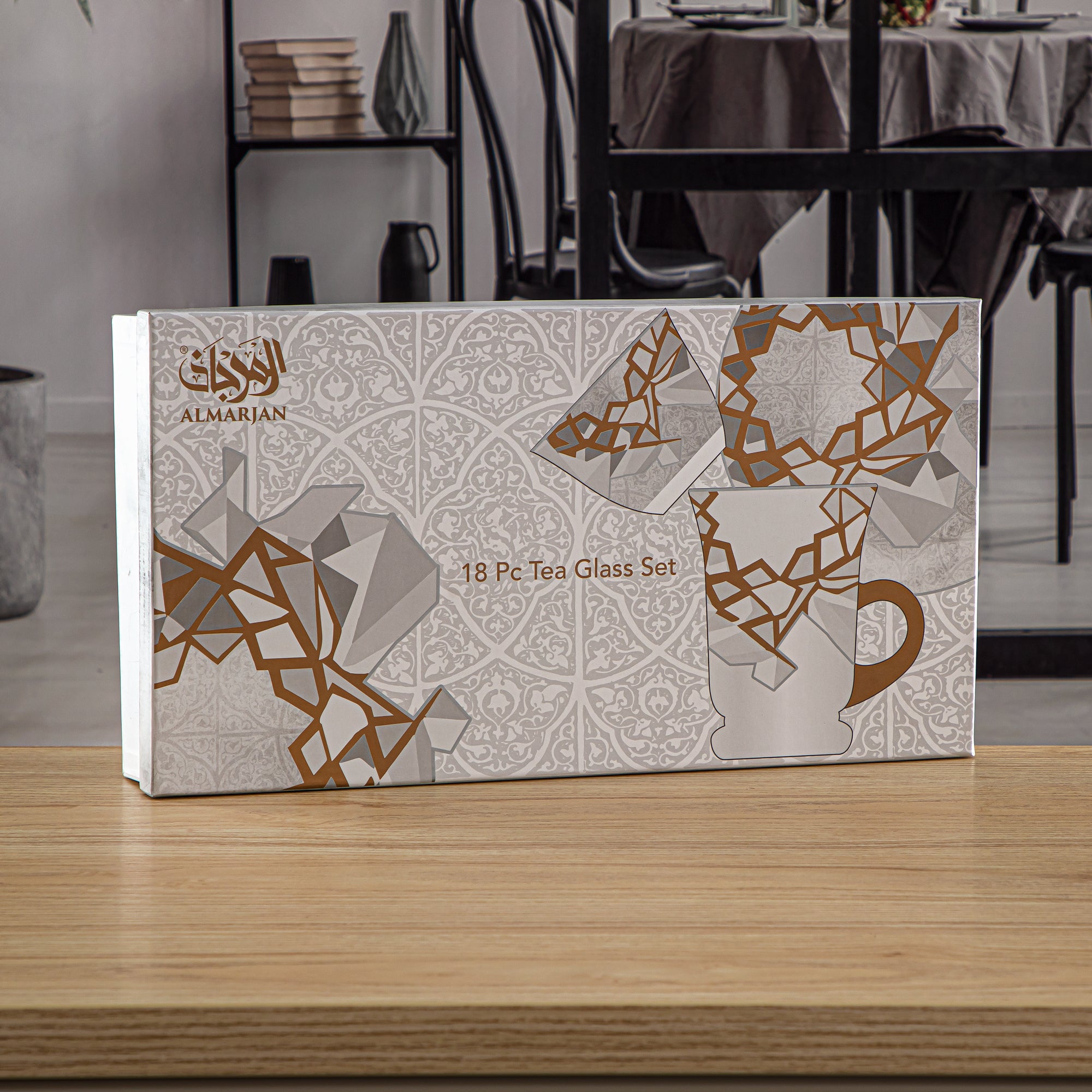 طقم المرجان للشاي والقهوة الزجاجي 18 قطعة من تشكيلة فنون - 1235