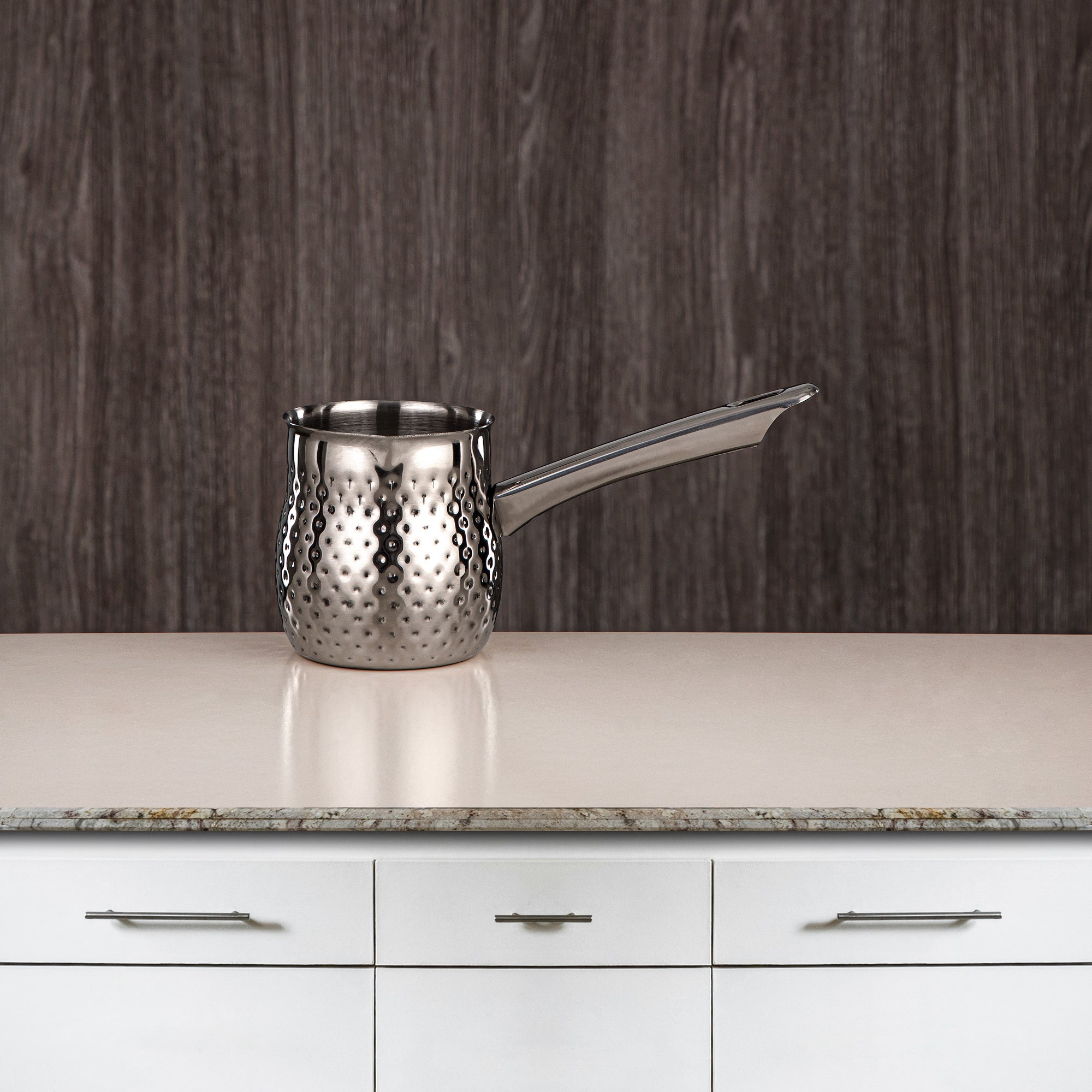 ALMARJAN Hammered Collection 3 Pieces Stainless Steel Coffee Warmer Set Silver STS0010506