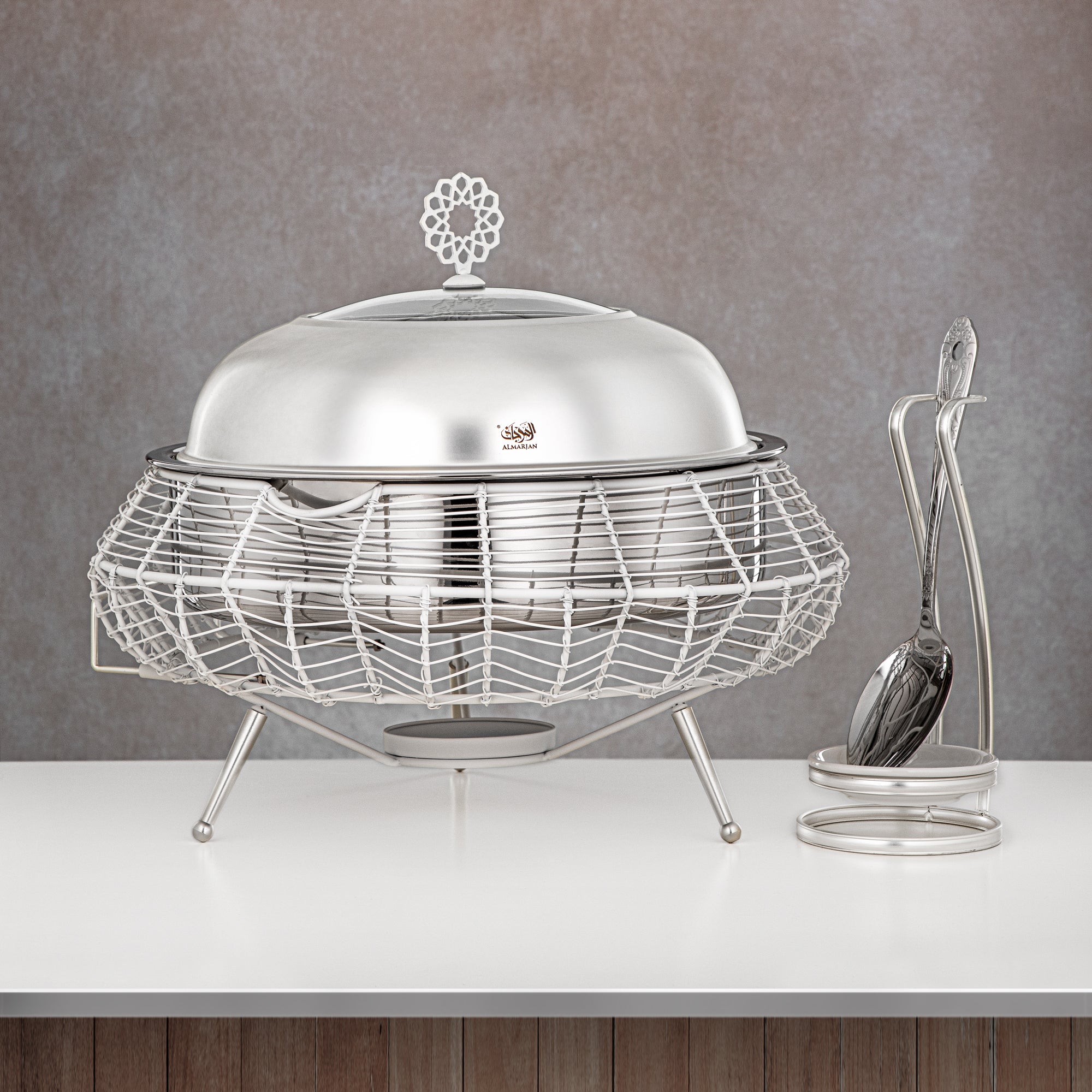 Almarjan 4000 ML Chafing Dish White & Silver - STS0013240