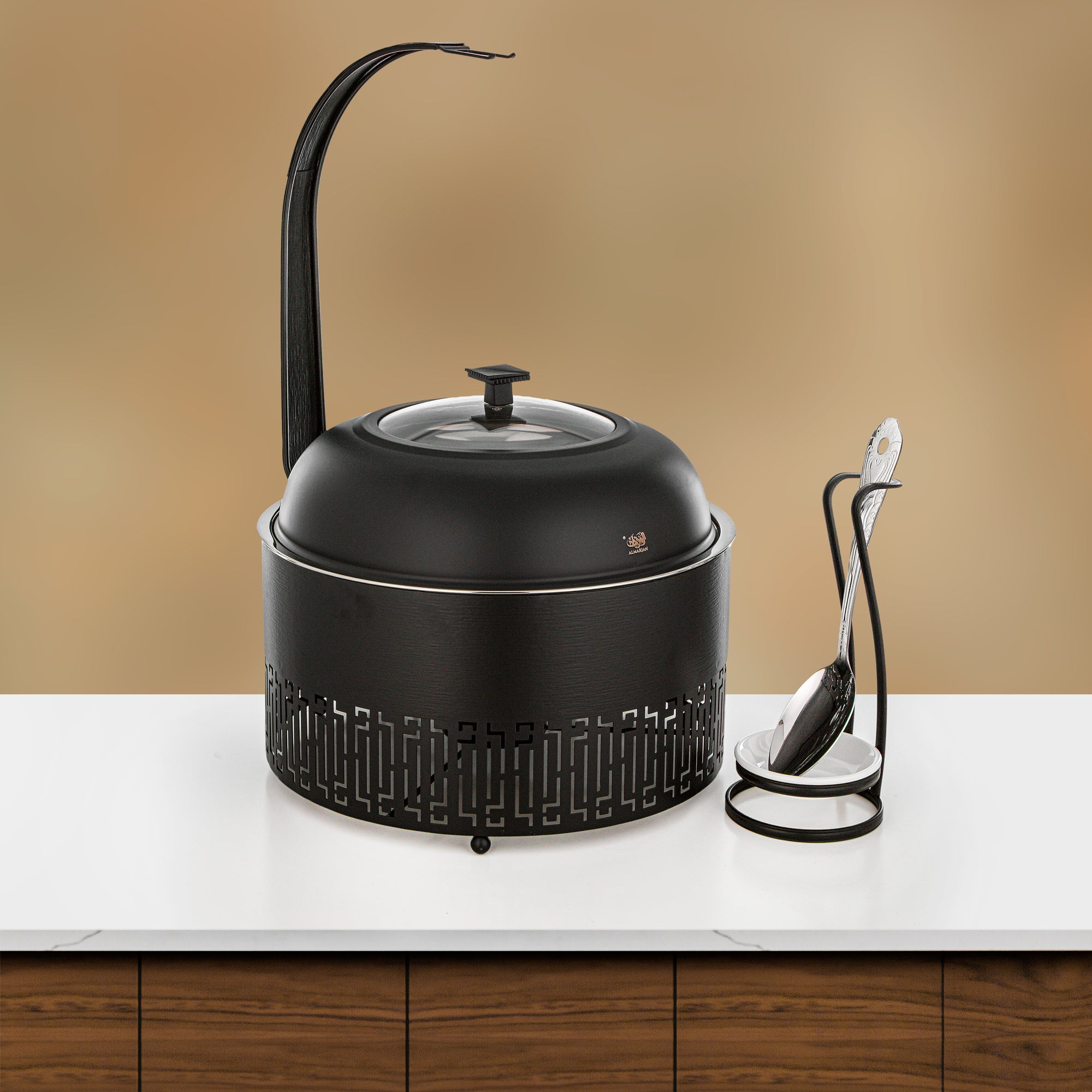 Almarjan 6.5 Lit Chafing Dish, Brushed Matt Black & Black