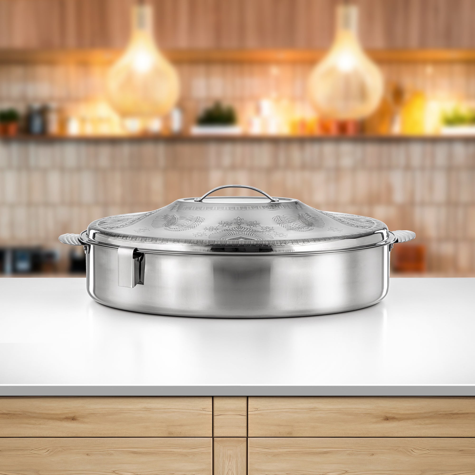 المرجان حرارات طقم ستانلس ستيل 40cm + 50cm + 60cm (H24E17) – مجموعة مندي | تقديم أنيق لرمضان والتجمعات