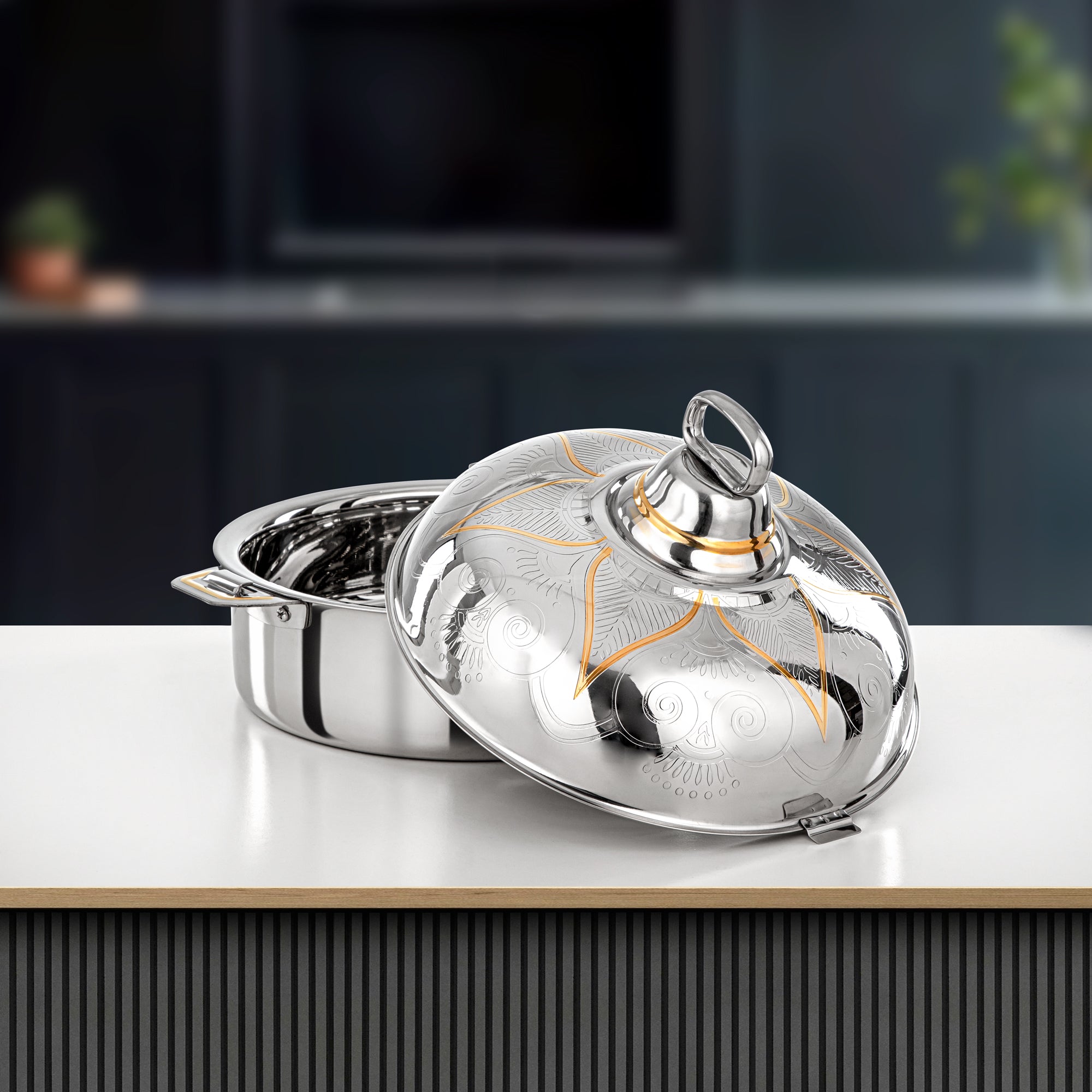 Almarjan Diwan Hot Pot 30cm Silver & Gold