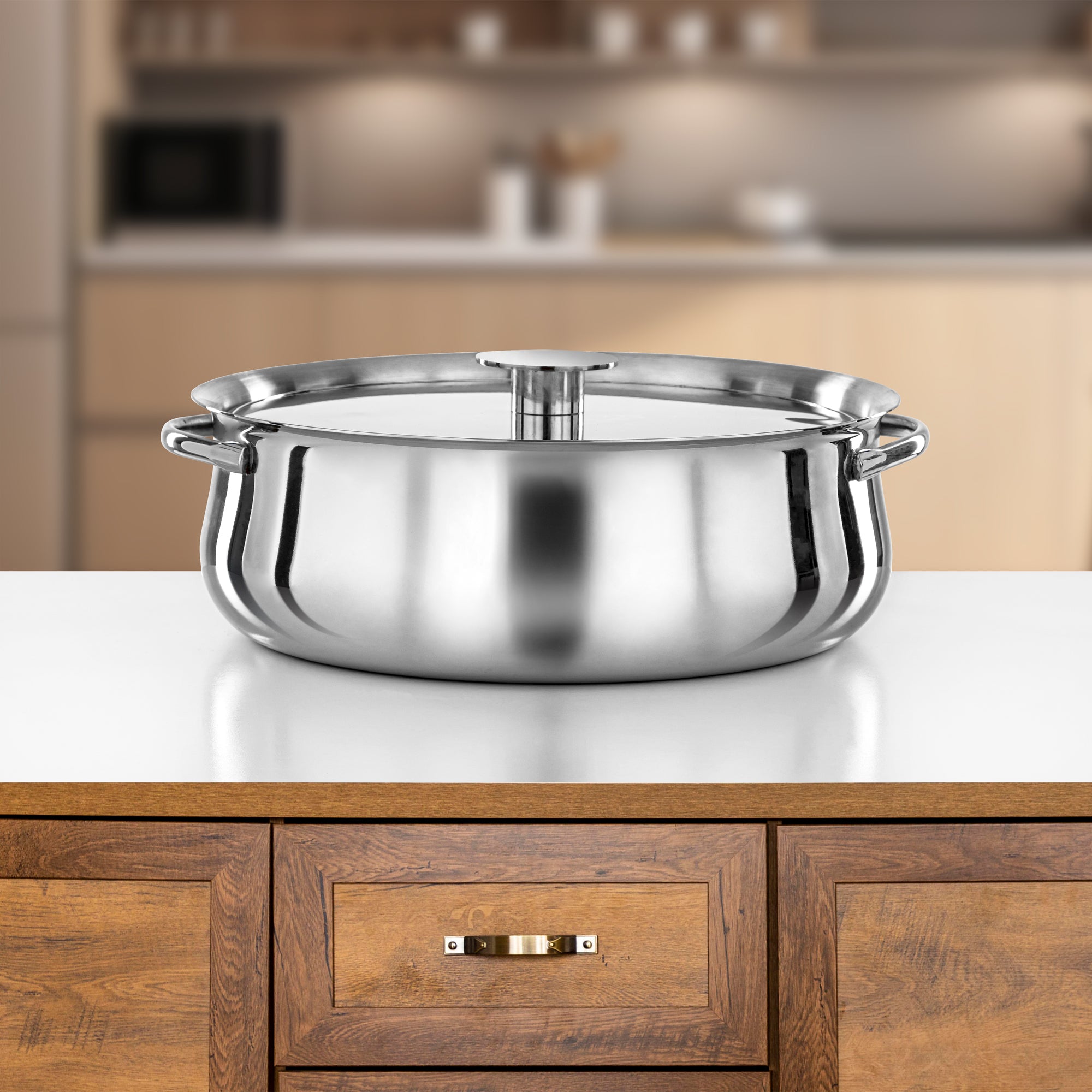Almarjan Hot Pot Set Stainless Steel 25cm + 30cm + 35cm Silver (H25P15)