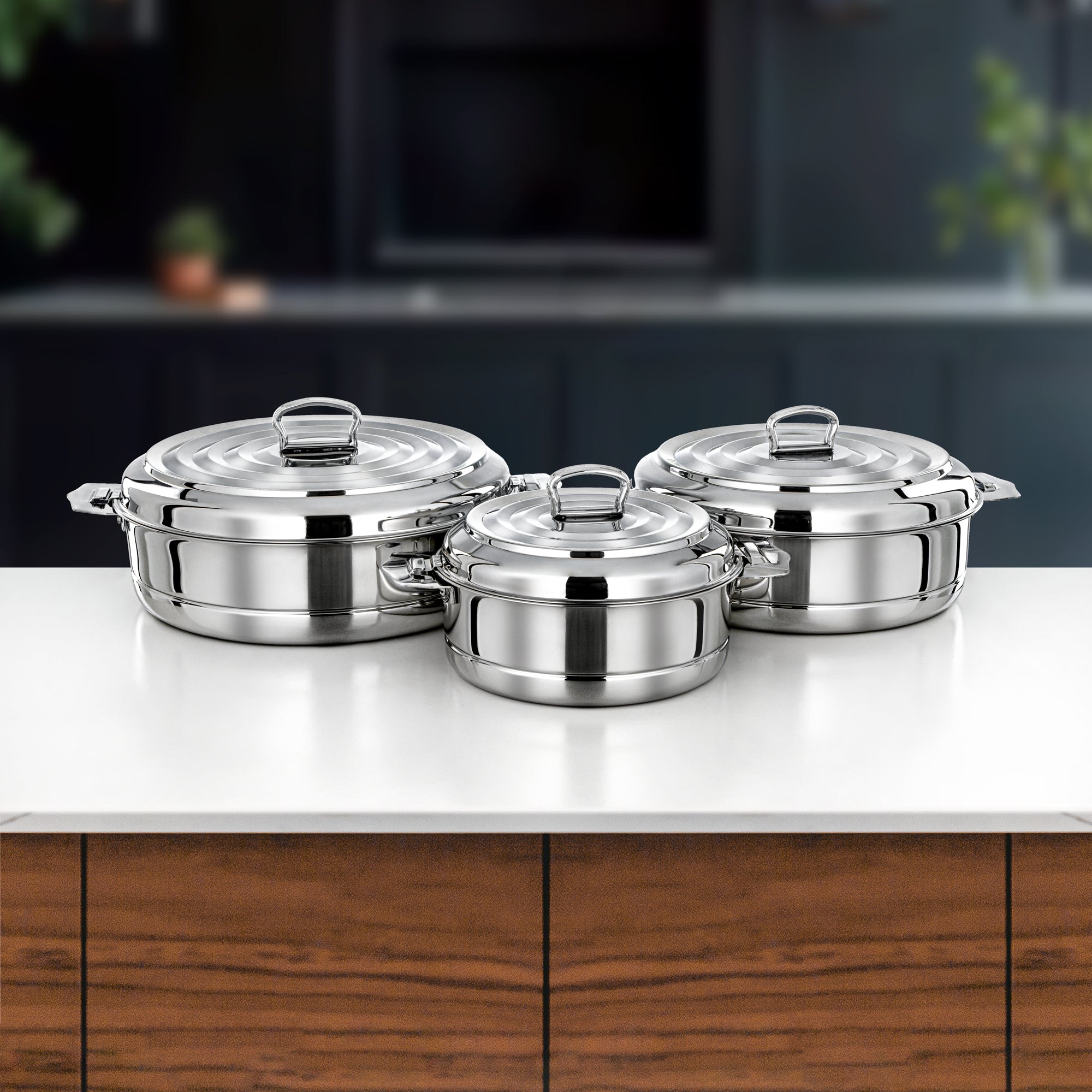 Almarjan Hanan Hot Pot Set 3 Pieces Silver