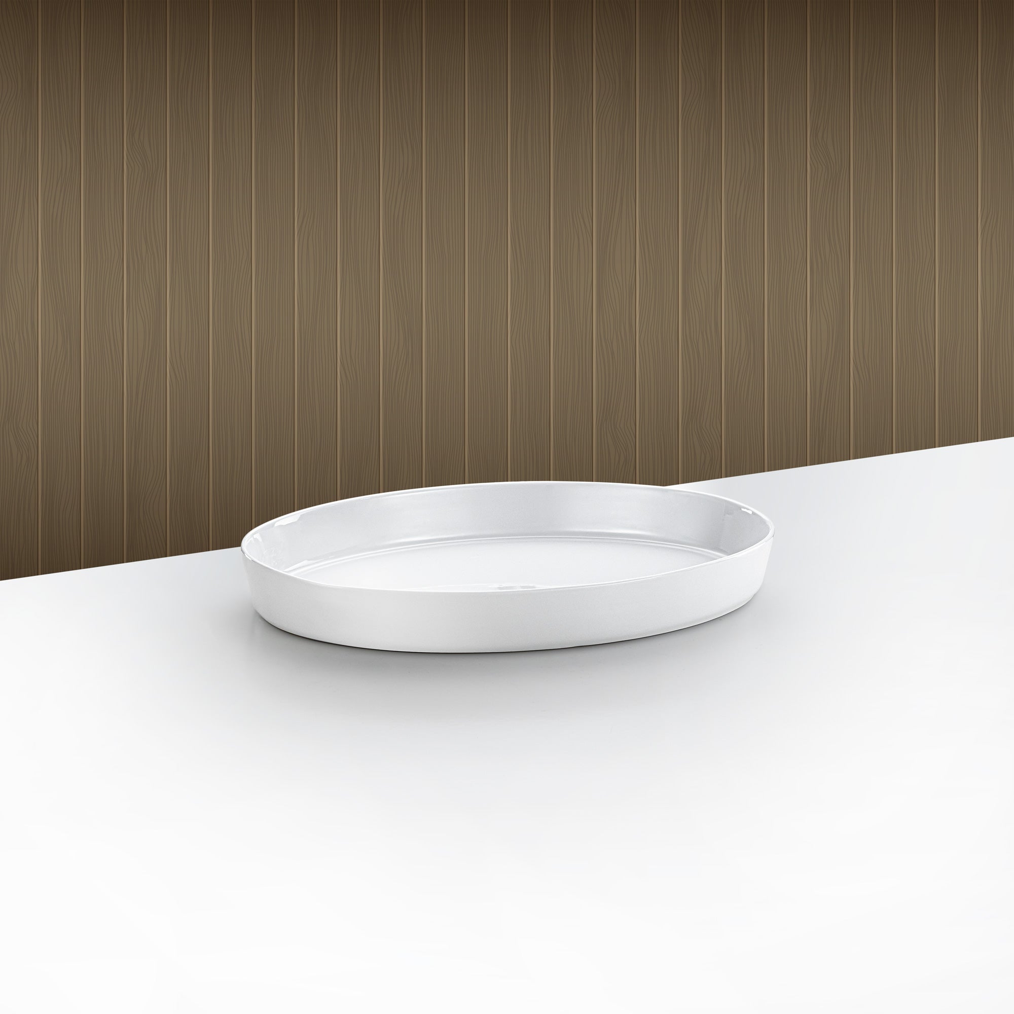 طبق تقديم بيضاوي المرجان 36 سم ذهبي وأبيض