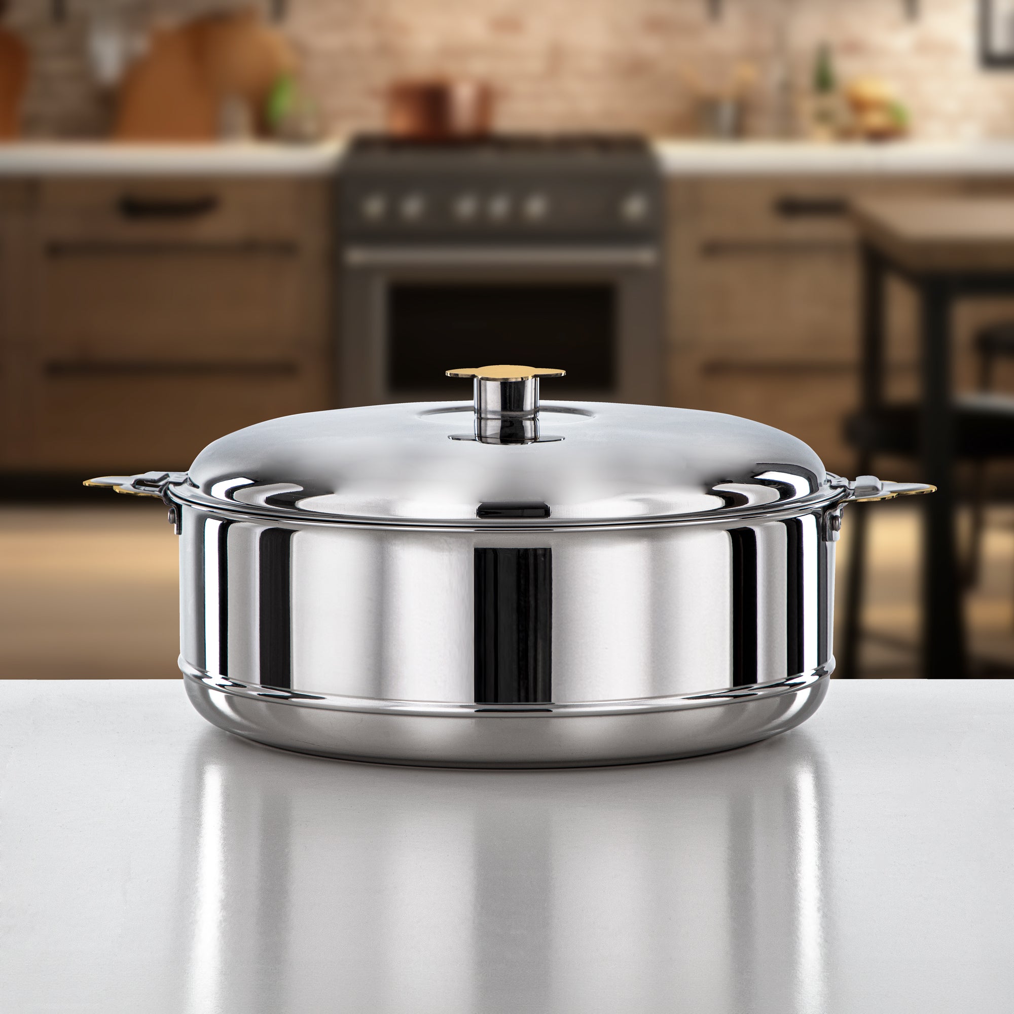 طقم حرارات المرجان ستانلس ستيل فضي وذهبي قطعتان (H25PG1) – مجموعة فيدا | تقديم بسعة كبيرة لرمضان والتجمعات