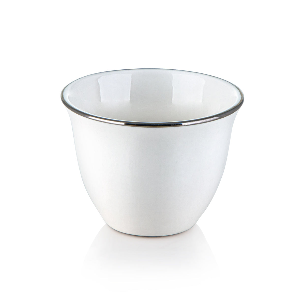 Almarjan 12 Pieces Porcelain Cawa Cups With Silver Rim - PAS0010010