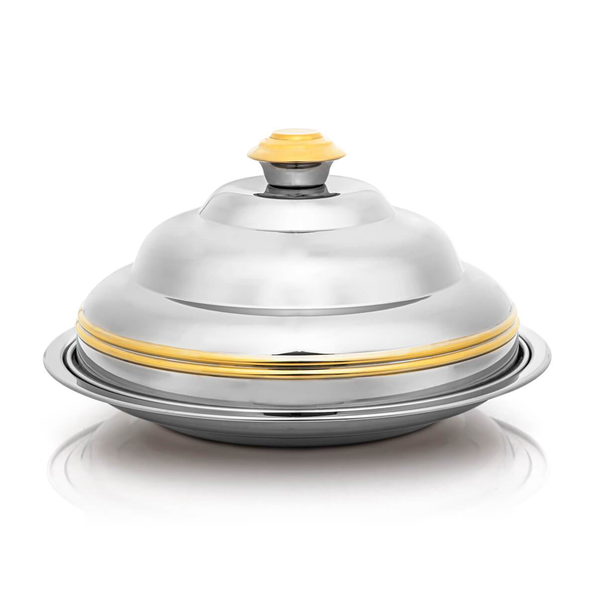 Almarjan 35 CM Orchid Collection Stainless Steel Koozy Tray Silver & Gold - H21PG1