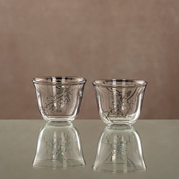 Almarjan Cawa Cup Set Clear & silver 6 pieces (1013B-XQZT-SIL) Gatherings, special occasions, Ramadan, eid