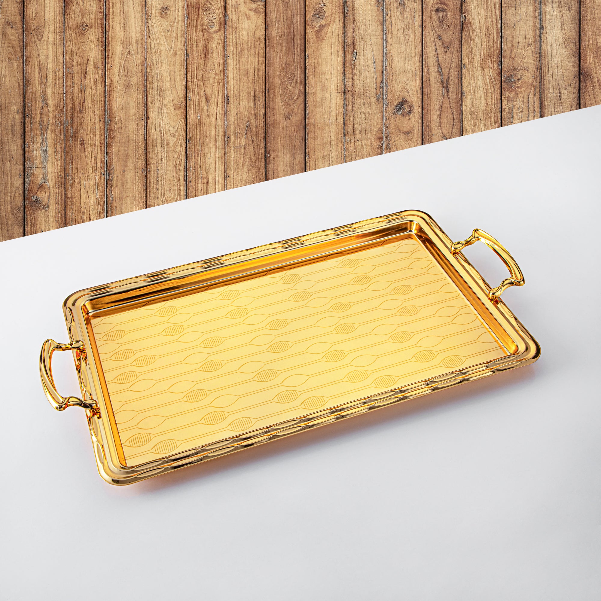 Almarjan Serving Tray, Golden (333XL-FG) | Ramadan & Special Occasions