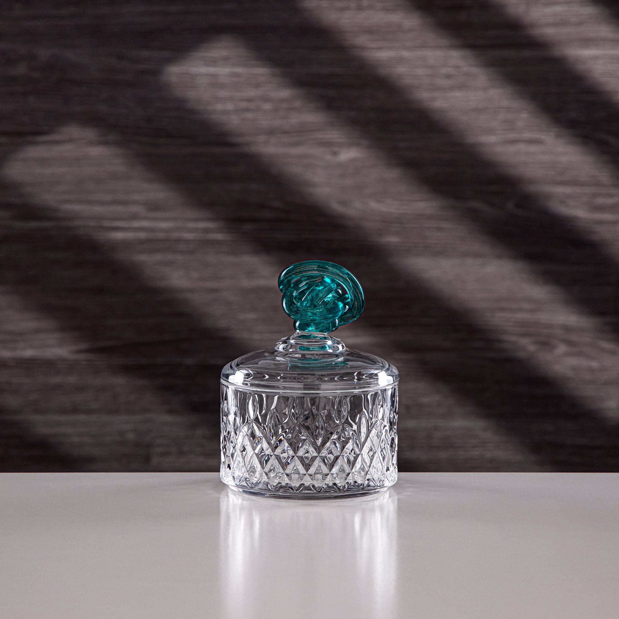 Almarjan Sugar Bowl 10.5 cm Glass Clear with Turquoise Knot