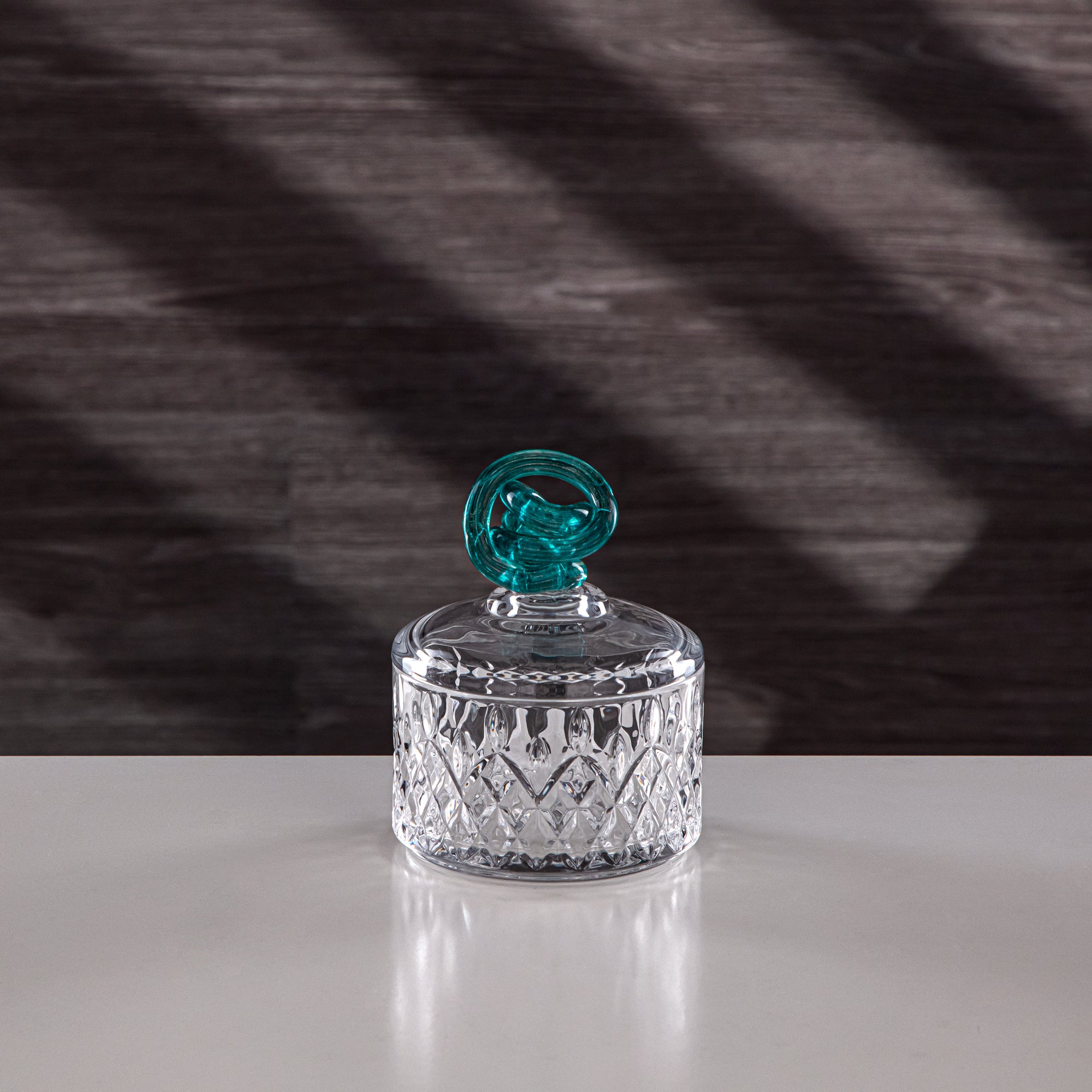 Almarjan Sugar Bowl 10.5 cm Glass Clear with Turquoise Knot
