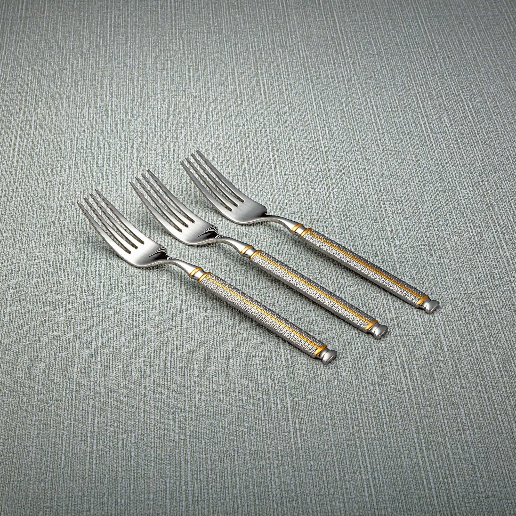 Almarjan Stainless Steel 3 Pieces Dinner Fork Set Silver & Gold - CUT0010274