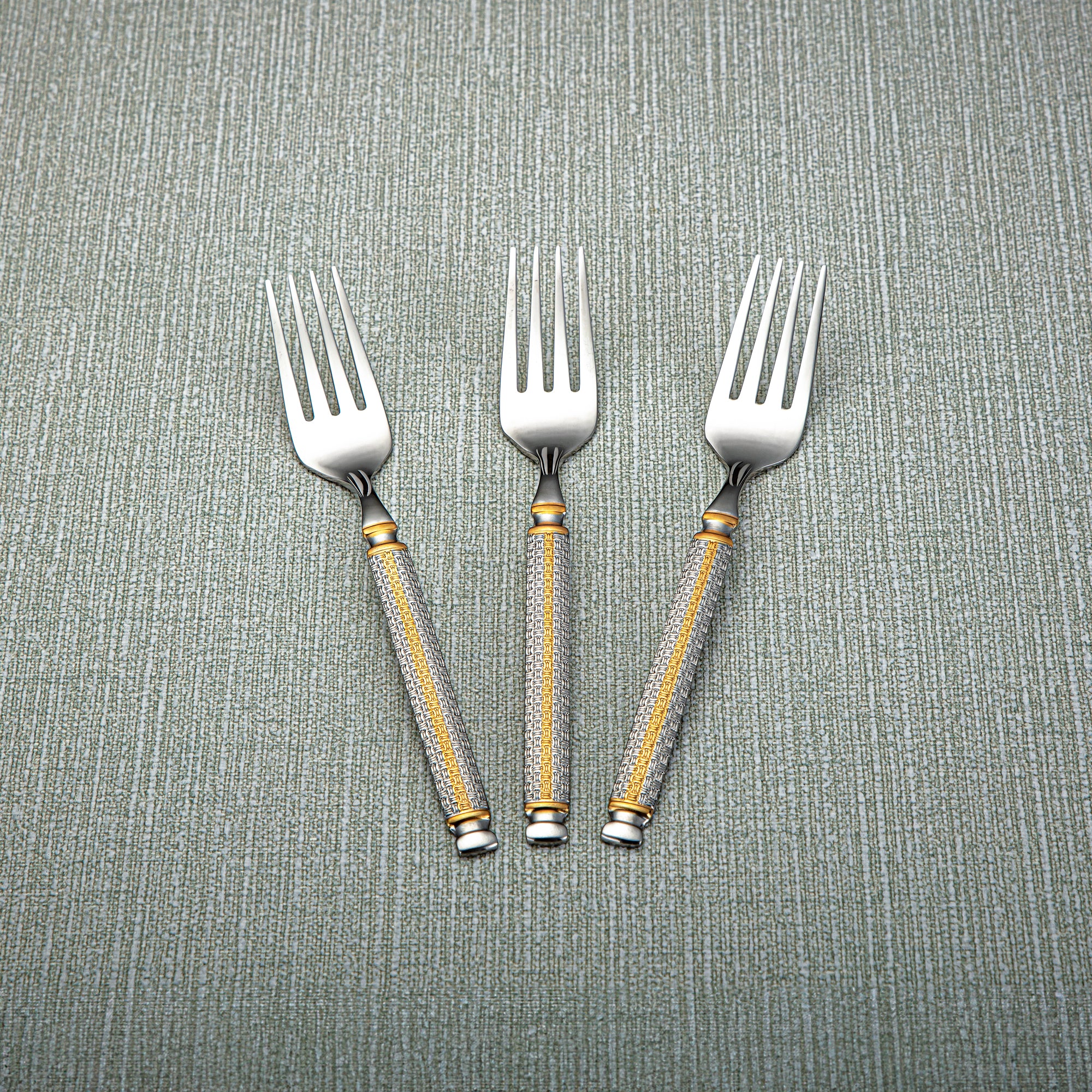 Almarjan Stainless Steel 3 Pieces Tea Fork Set Silver & Gold - CUT0010276