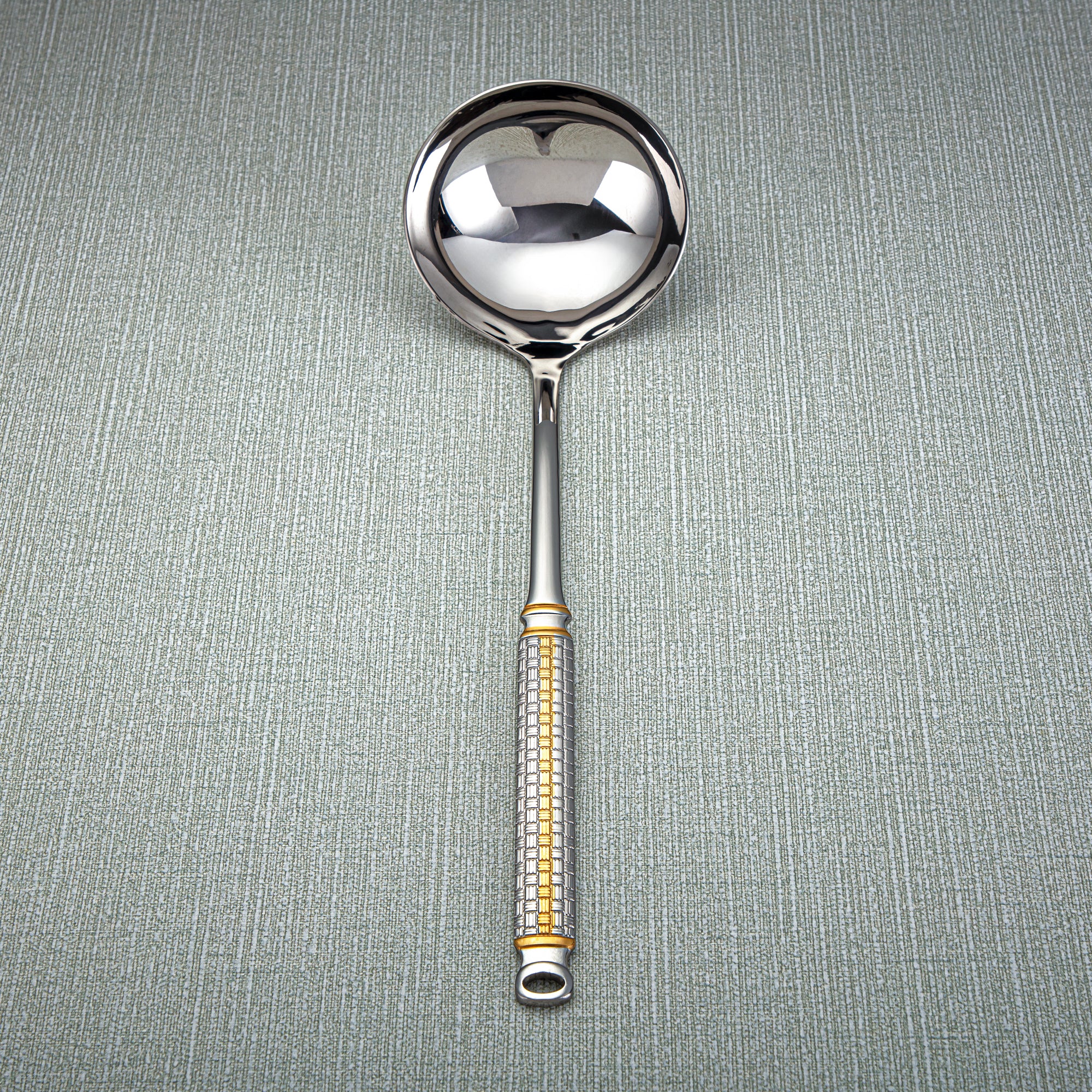 Almarjan Stainless Steel Soup Ladle Silver & Gold - CUT0010323