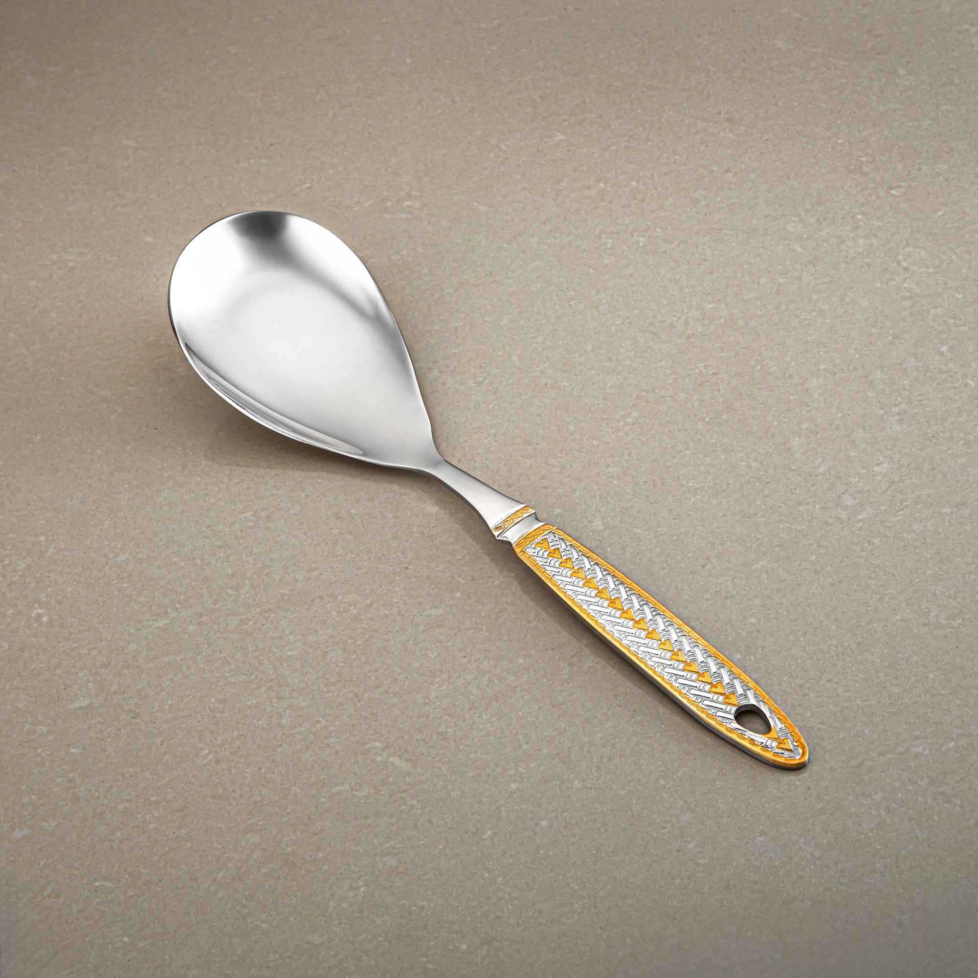 Almarjan Rice Spoon, Stainless Steel, Silver & Gold (CUT0010479) Elegant Flatware