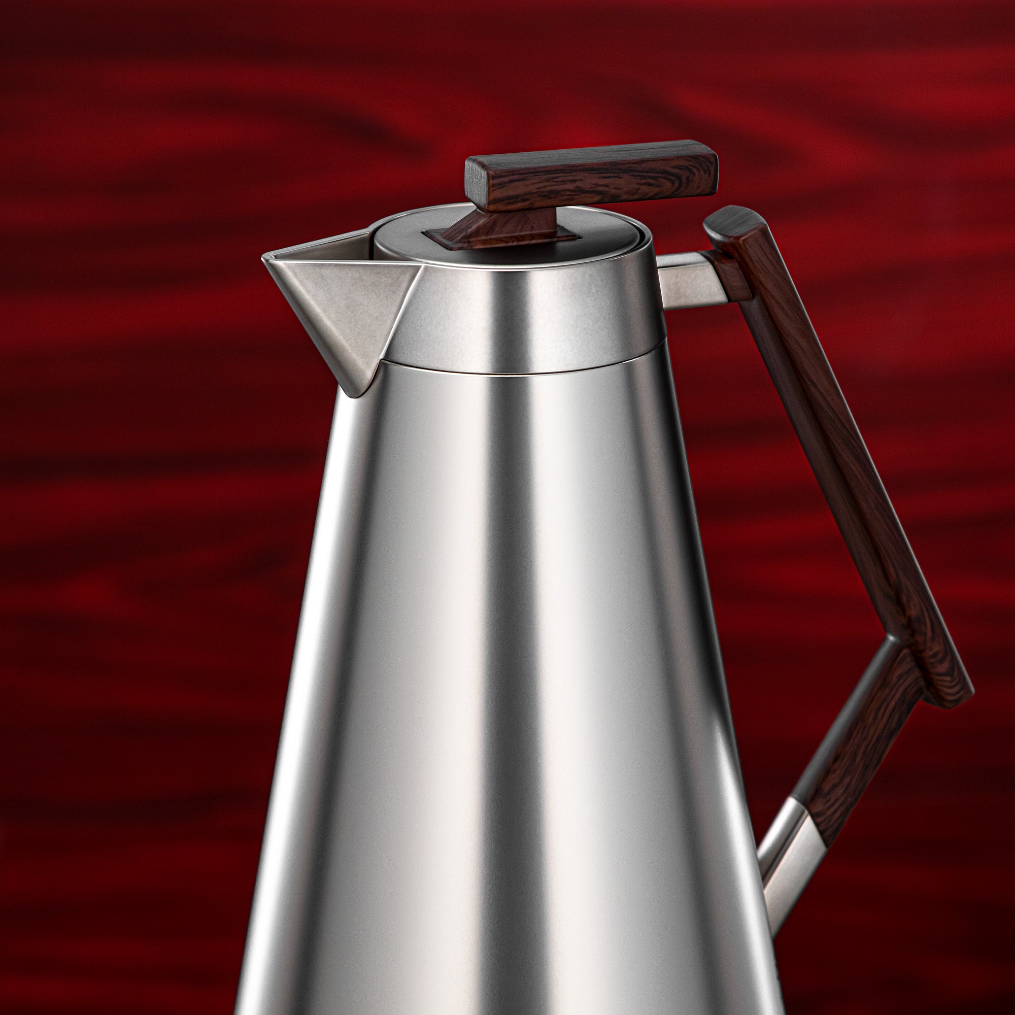 طقم ترامس المرجان 0.7 لتر و1 لتر بلمسة نيكل مطفي وخشب داكن مطفي