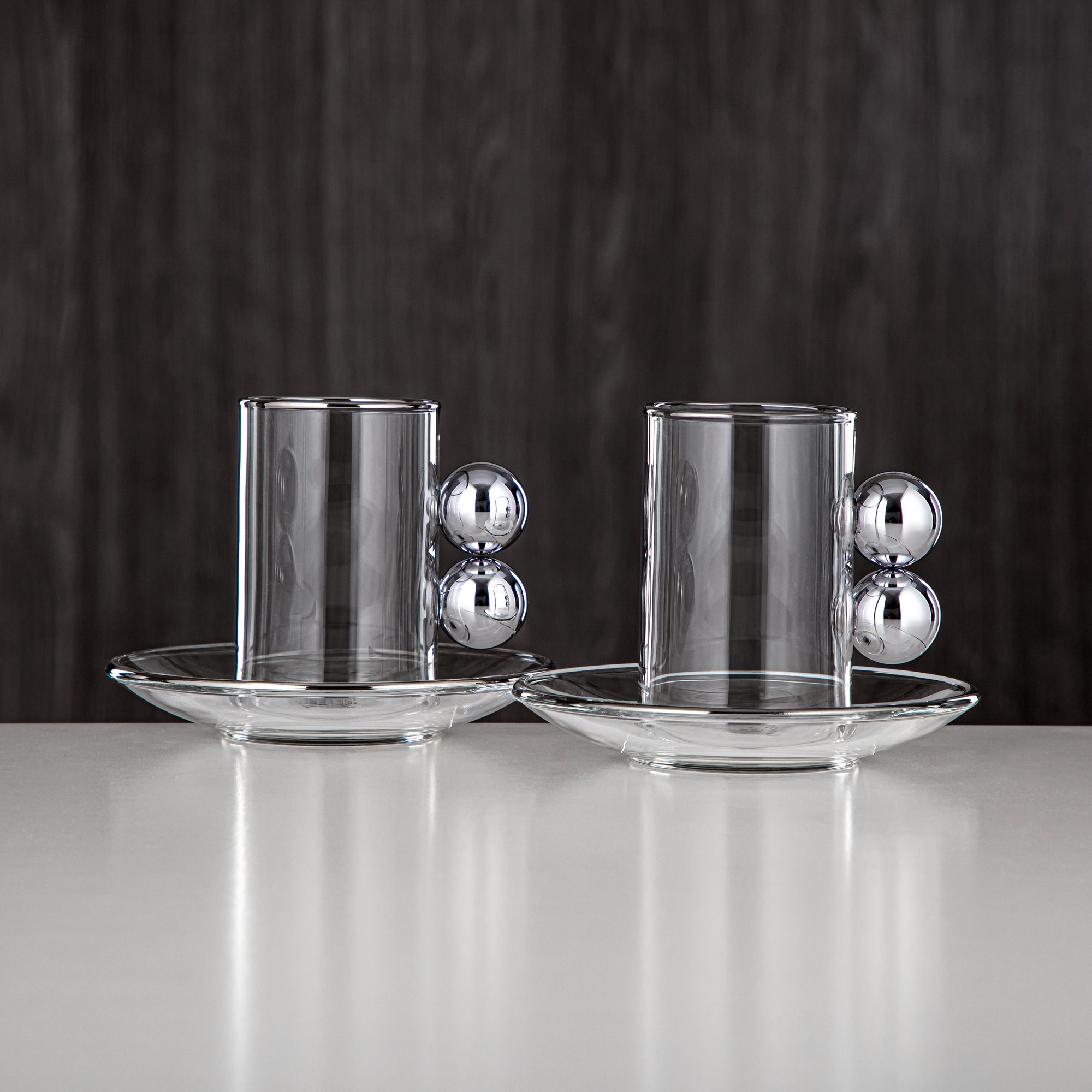 Almarjan Tea Set 6 Pieces, Glass, Silver Rim & Handle (FB807-12 ALLC) - Modern Tea Rituals