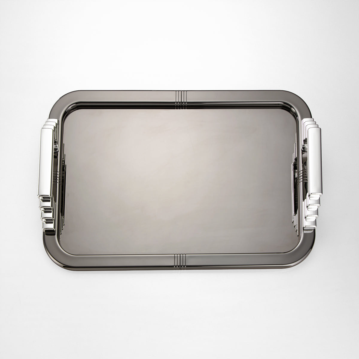 Almarjan Serving Tray 50 cm, Gun Black & Silver