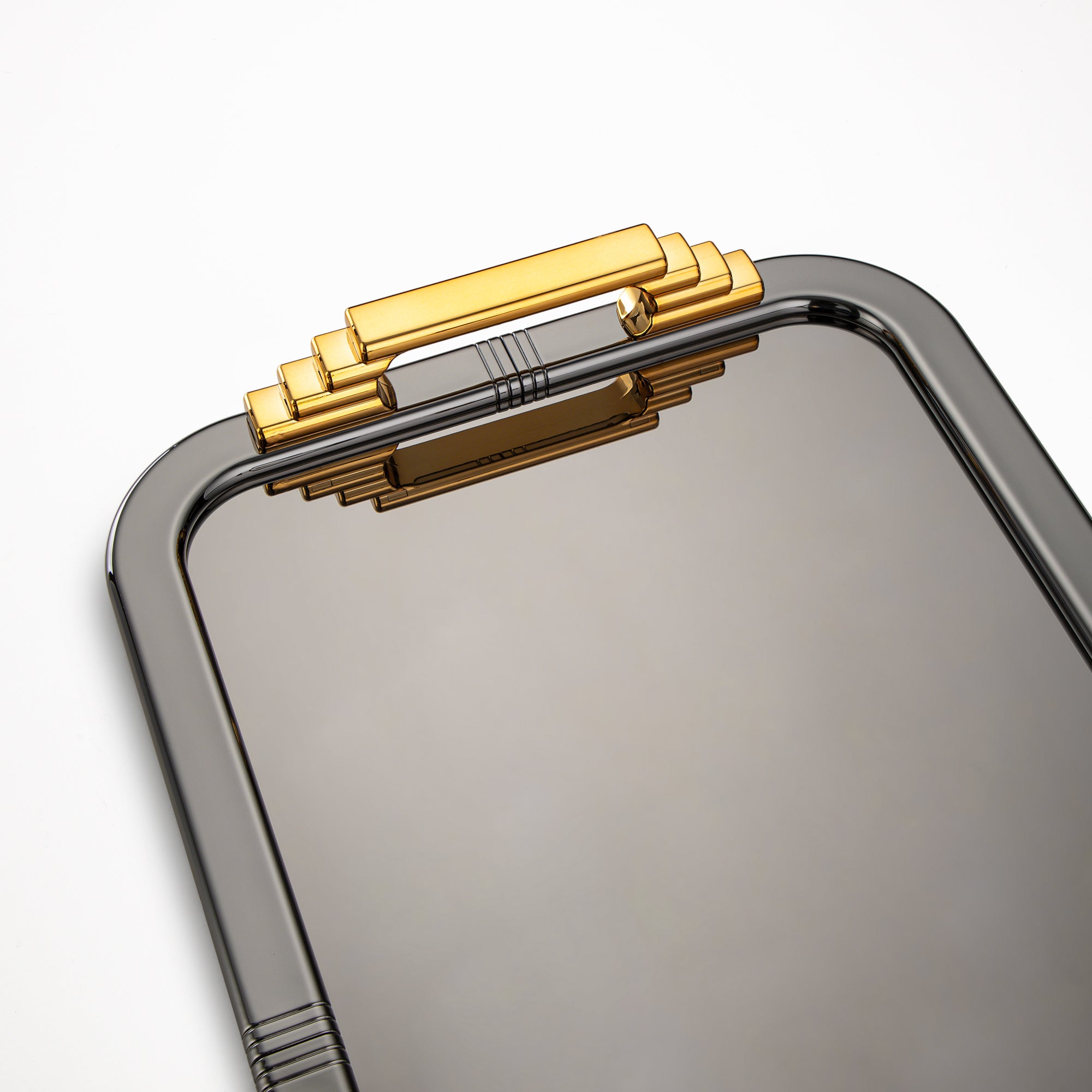 Almarjan Serving Tray 50 cm Gun Black & Gold