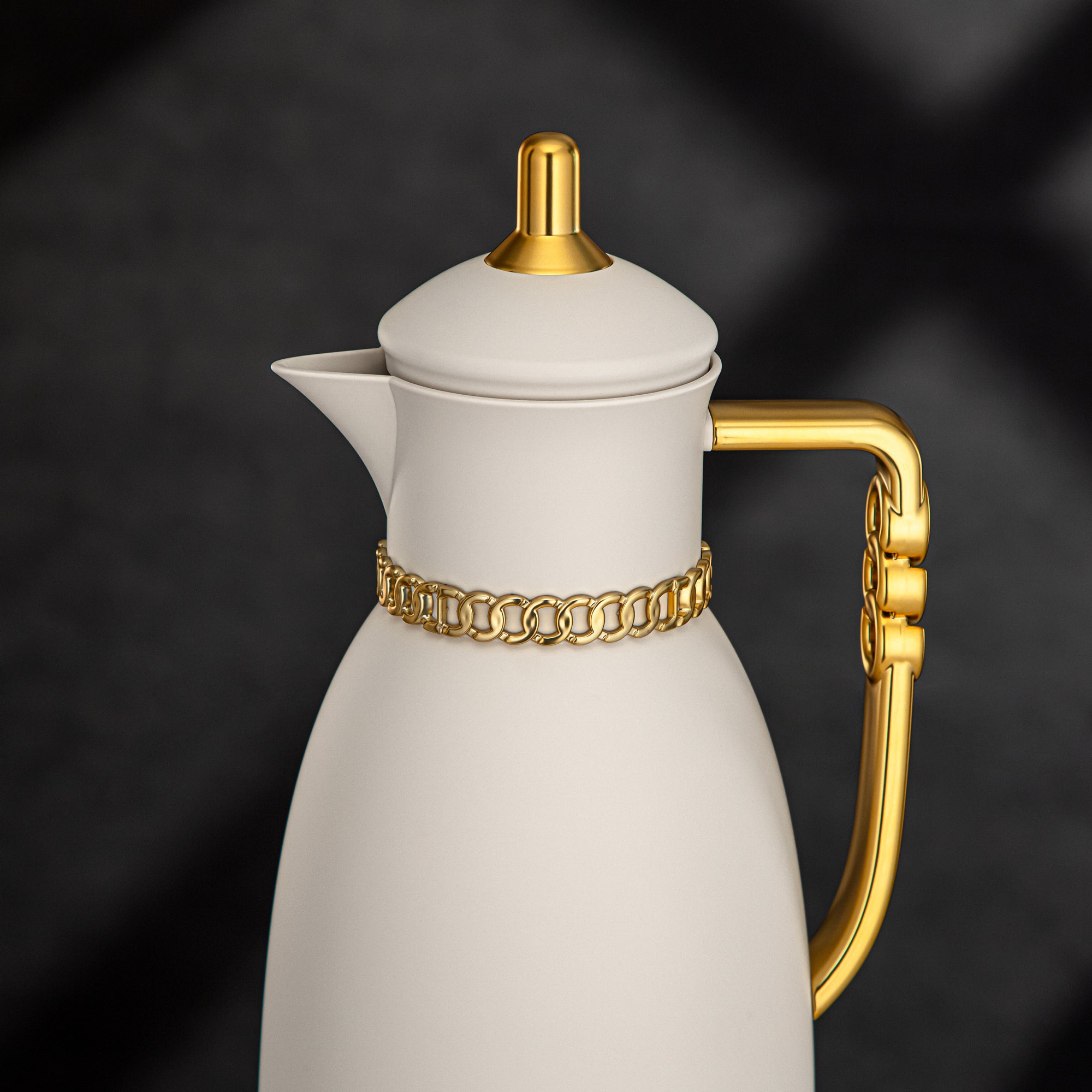 طقم ترامس المرجان 0.7 لتر و1 لتر عاجي وذهبي غير لامع