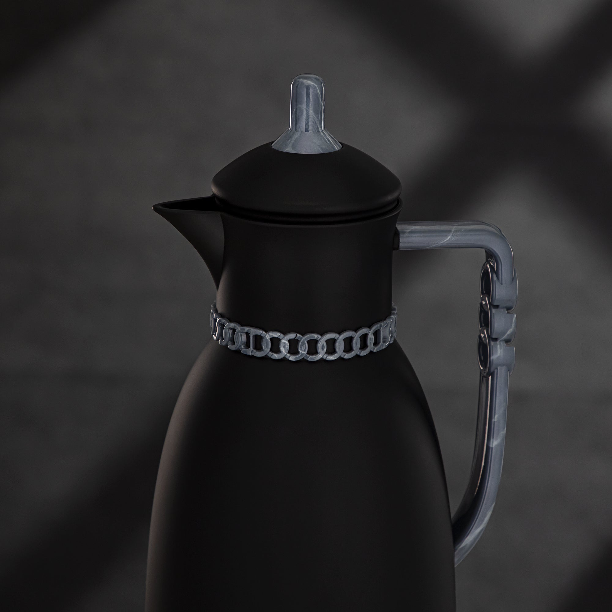 طقم ترامس المرجان 0.7 لتر و1 لتر بلمسة نهائية سوداء غير لامعة ورخامية رمادية