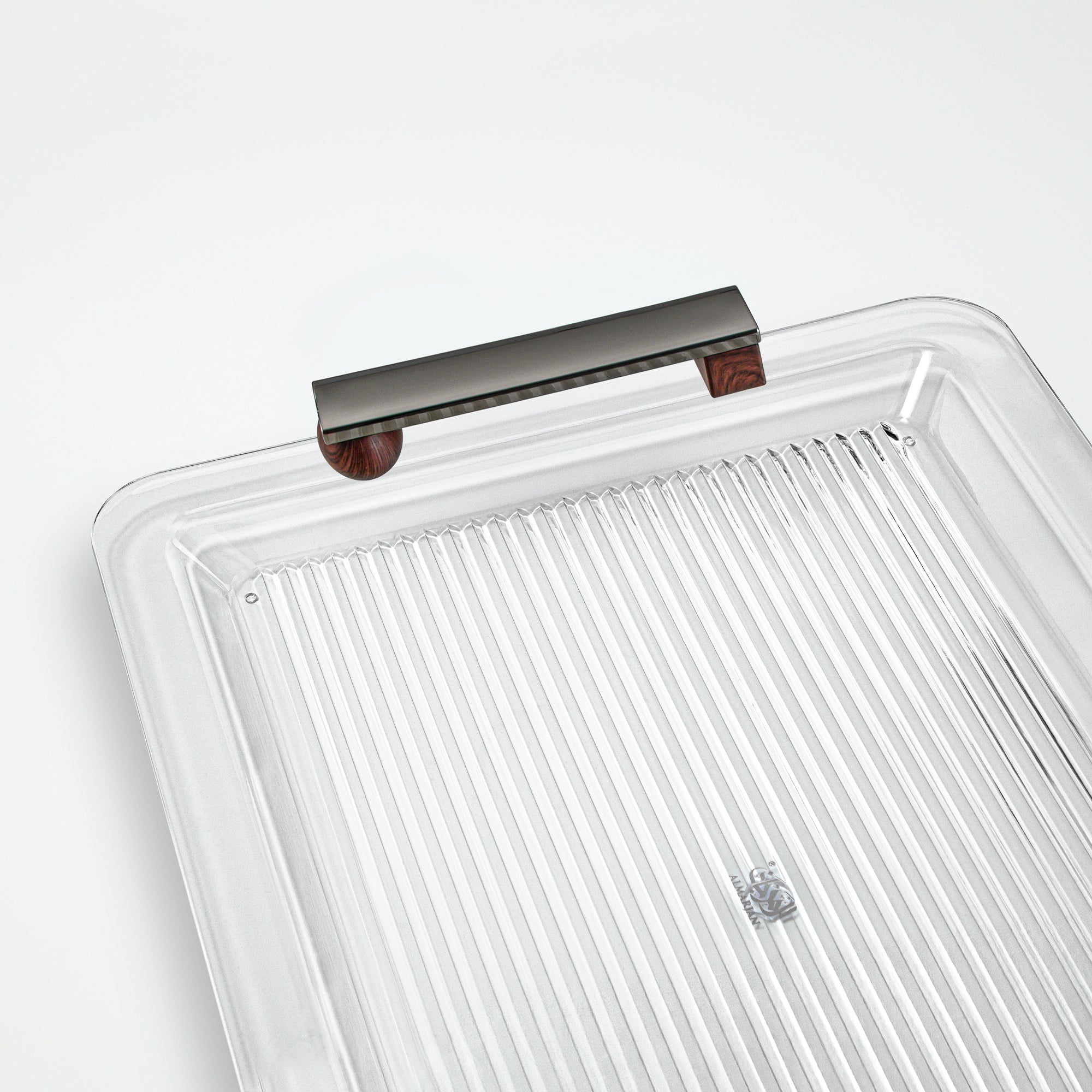 صينية تقديم المرجان ٥٠ سم أسود فحمي وخشب داكن