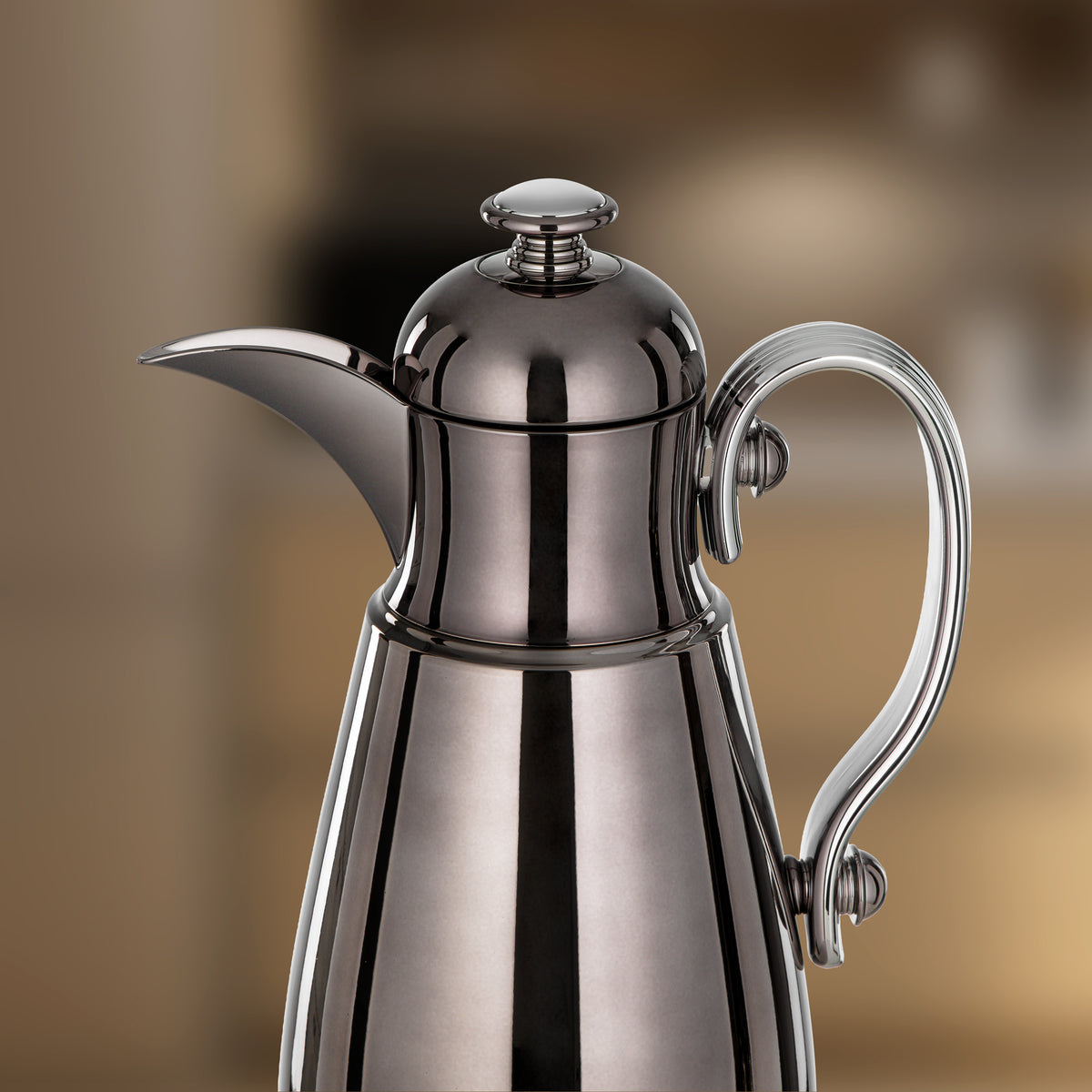 Almarjan Double Wall Vacuum Flask 1 Lit, Gun Black & Silver