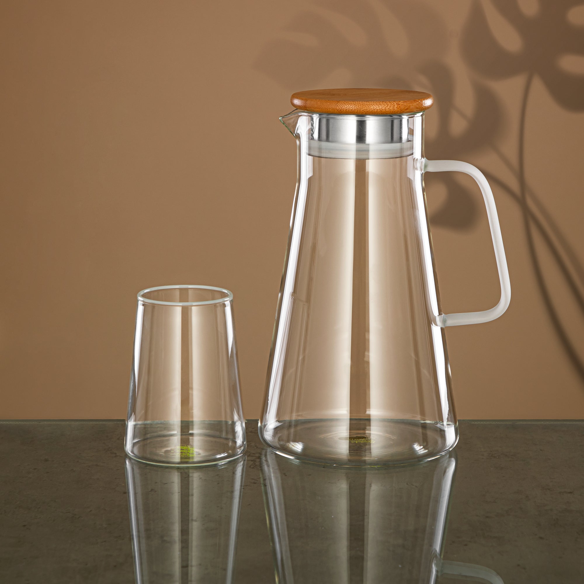 Almarjan Water Set 5 Pieces, Borosilicate Glass, Clear & Frost (GLS0010164) - Elegant Serveware