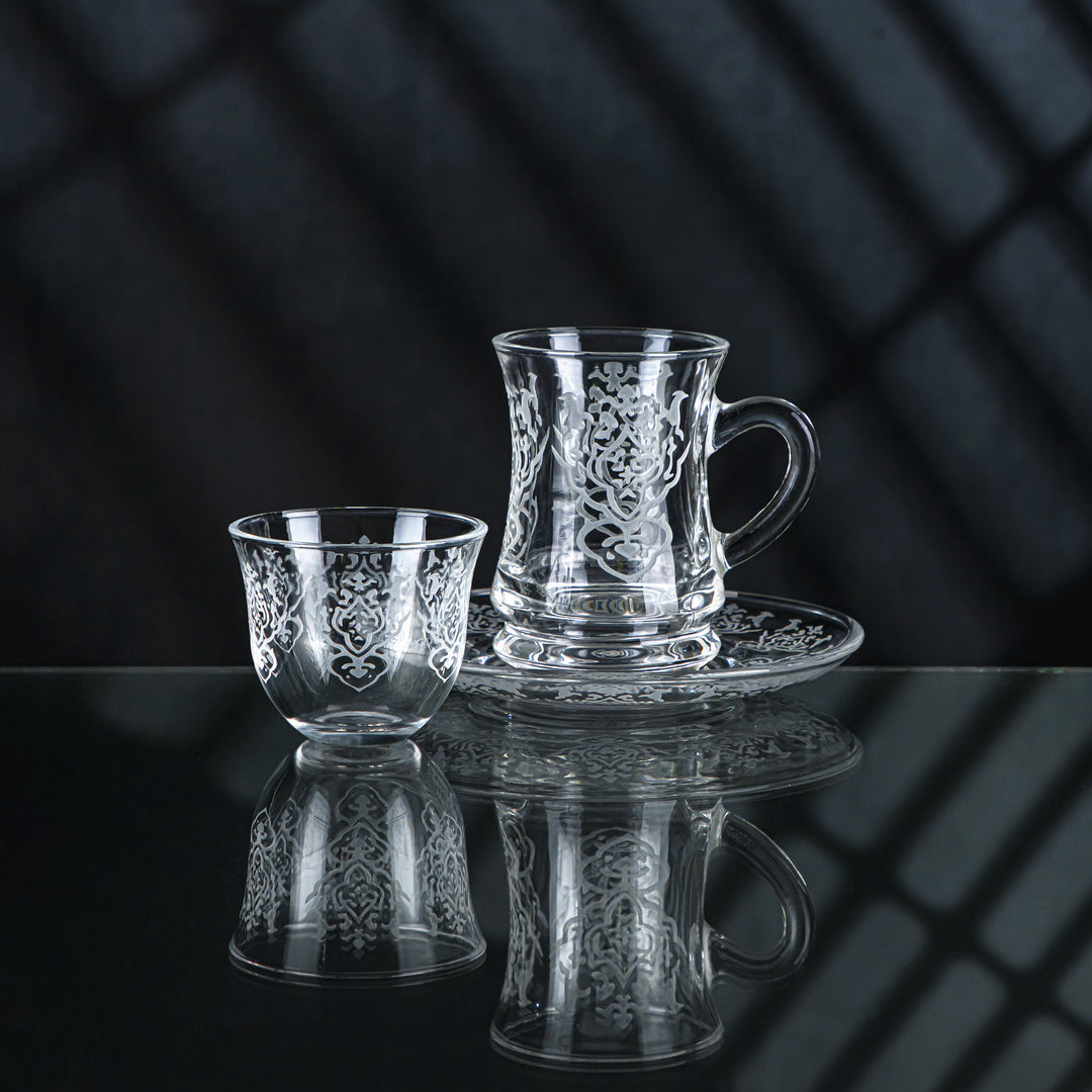 Almarjan 18 Pieces Dome Collection Glass Tea & Coffee Set - GLS2630012